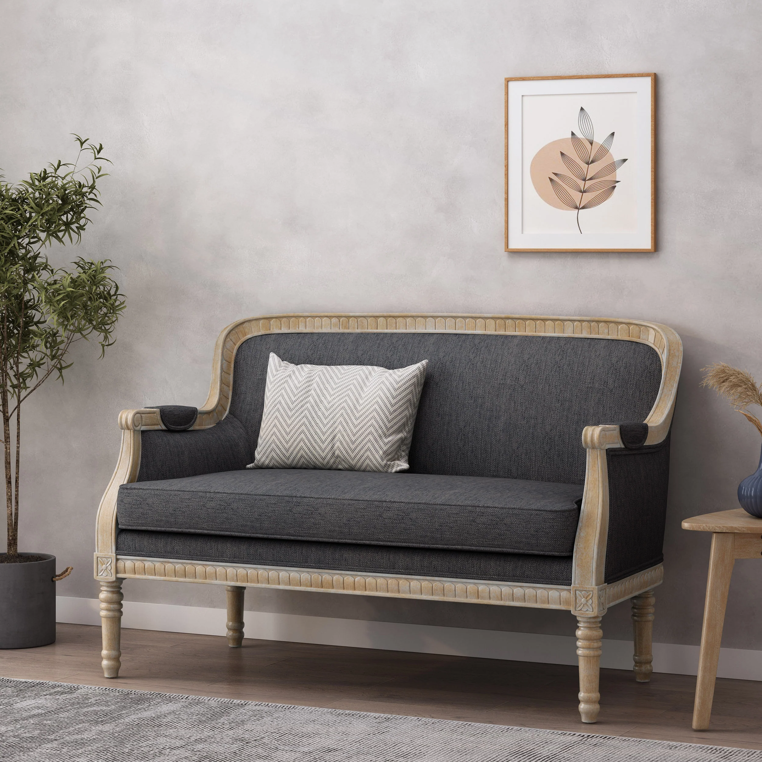 Alton French Country Fabric Upholstered Loveseat - furnishings