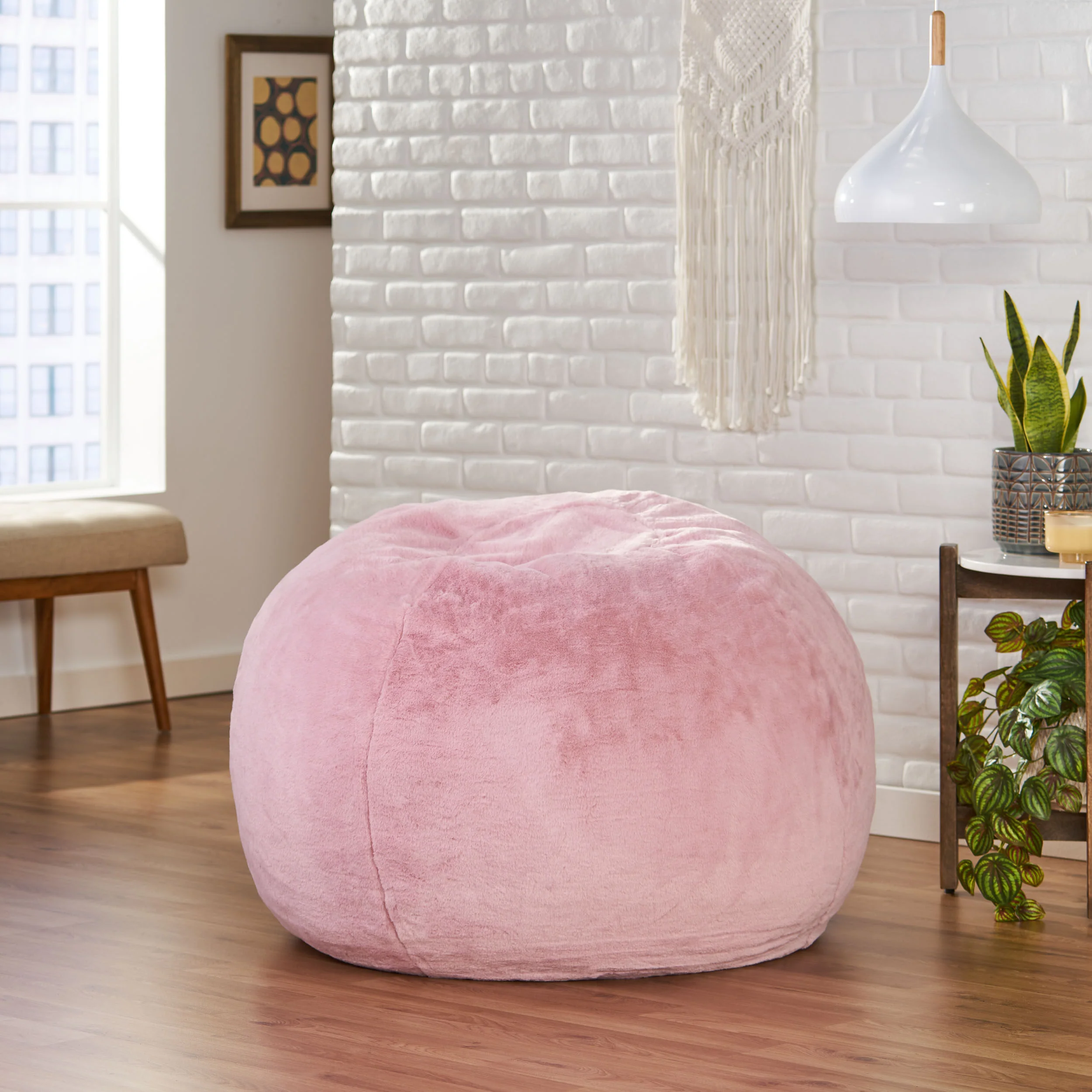 McCoy Modern Glam 3 Foot Faux Fur Bean Bag - furnishings
