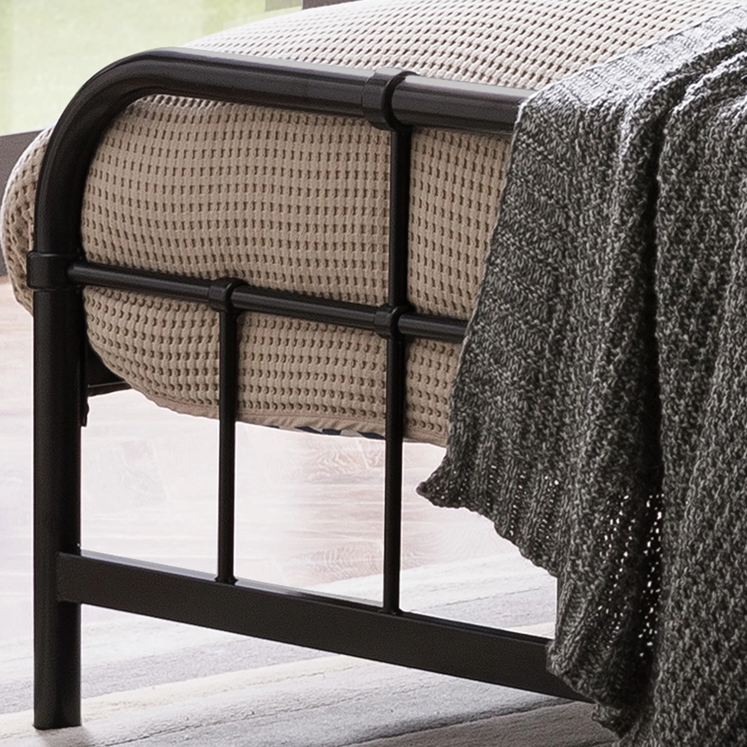 Sylvia Queen-Size Iron Bed Frame, Minimal, Industrial - furnishings
