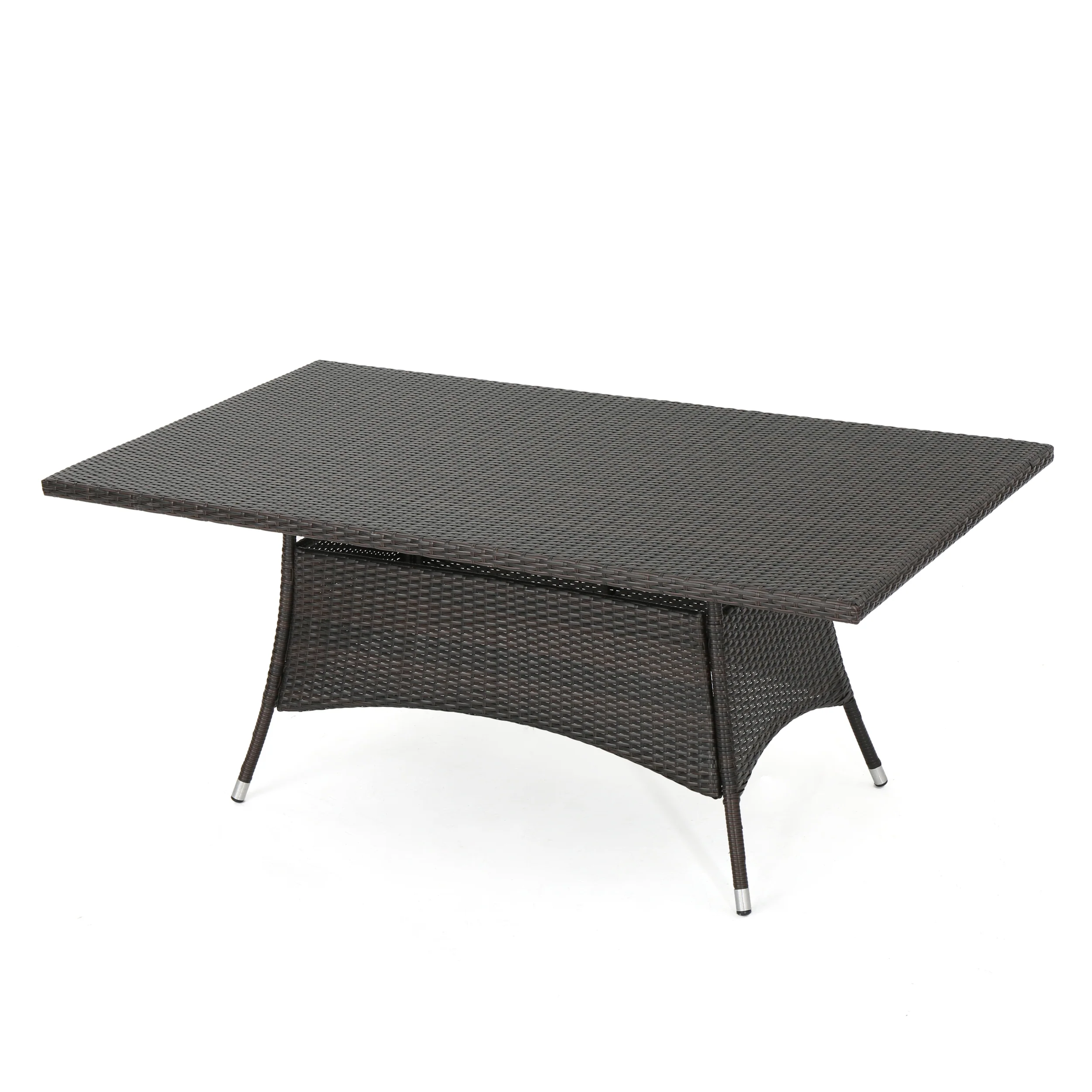 Hendrickson Outdoor 7 Piece Multi-brown Wicker Rectangular Dining Set - furnishings