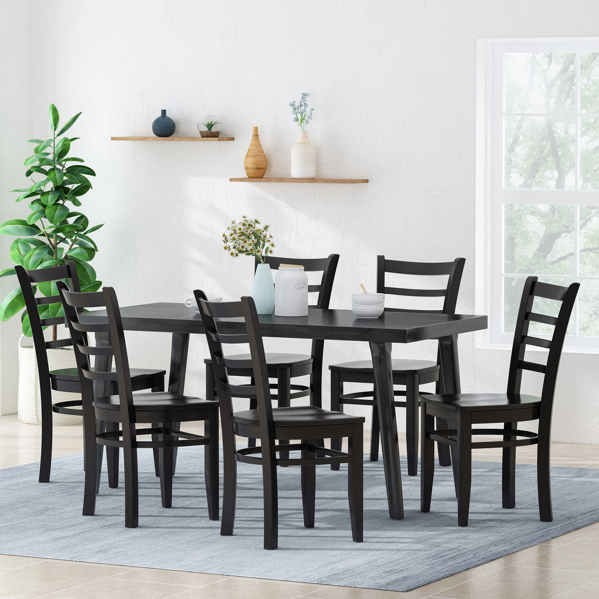 Wagner Farmhouse Wooden Dining Chairs (Set of 6) - furnishings