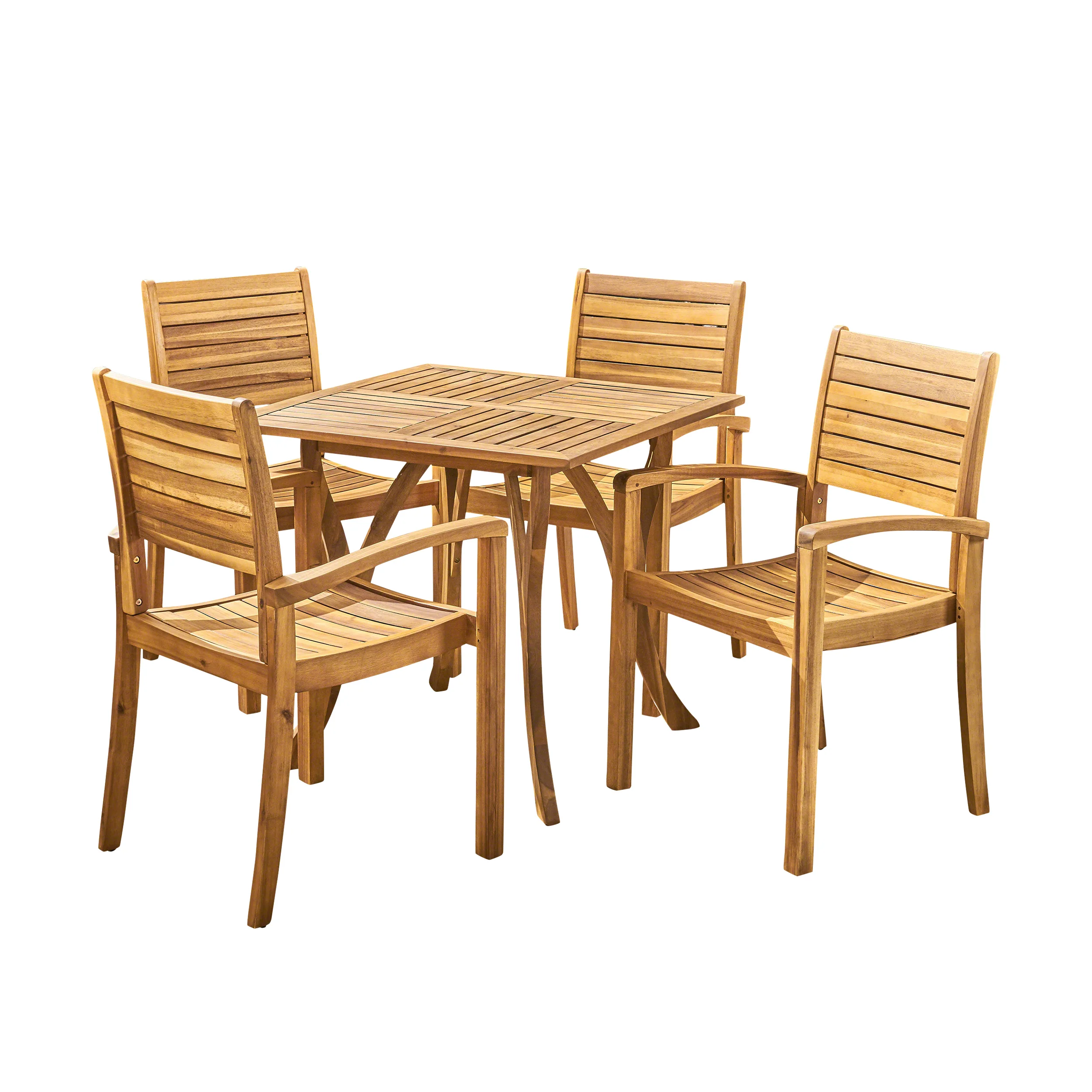 Carr Outdoor 4-Seater Square Acacia Wood Dining Set - furnishings