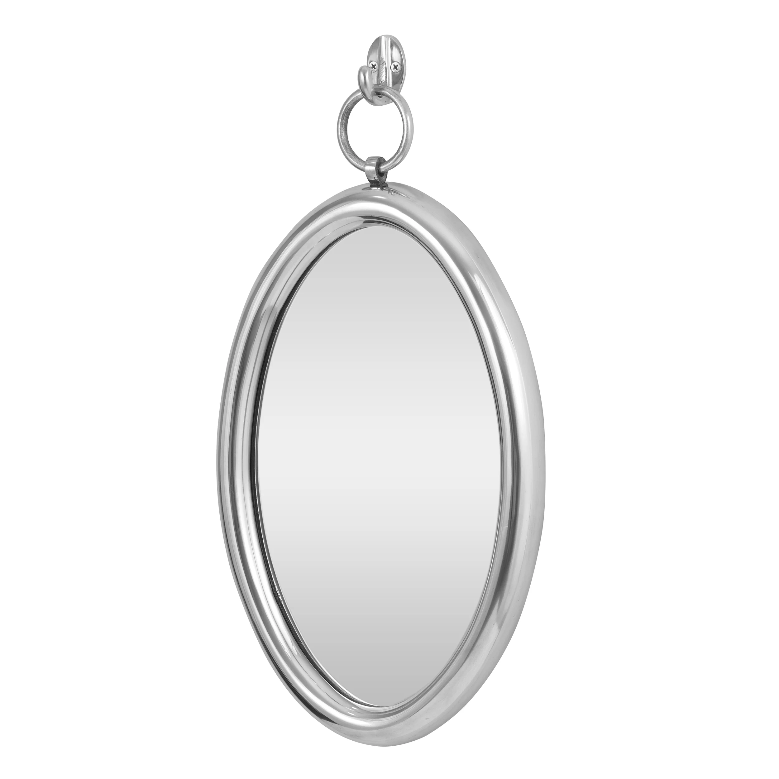 Loris Modern Handcrafted Oval Aluminum Wall Mirror, Silver - furnishings