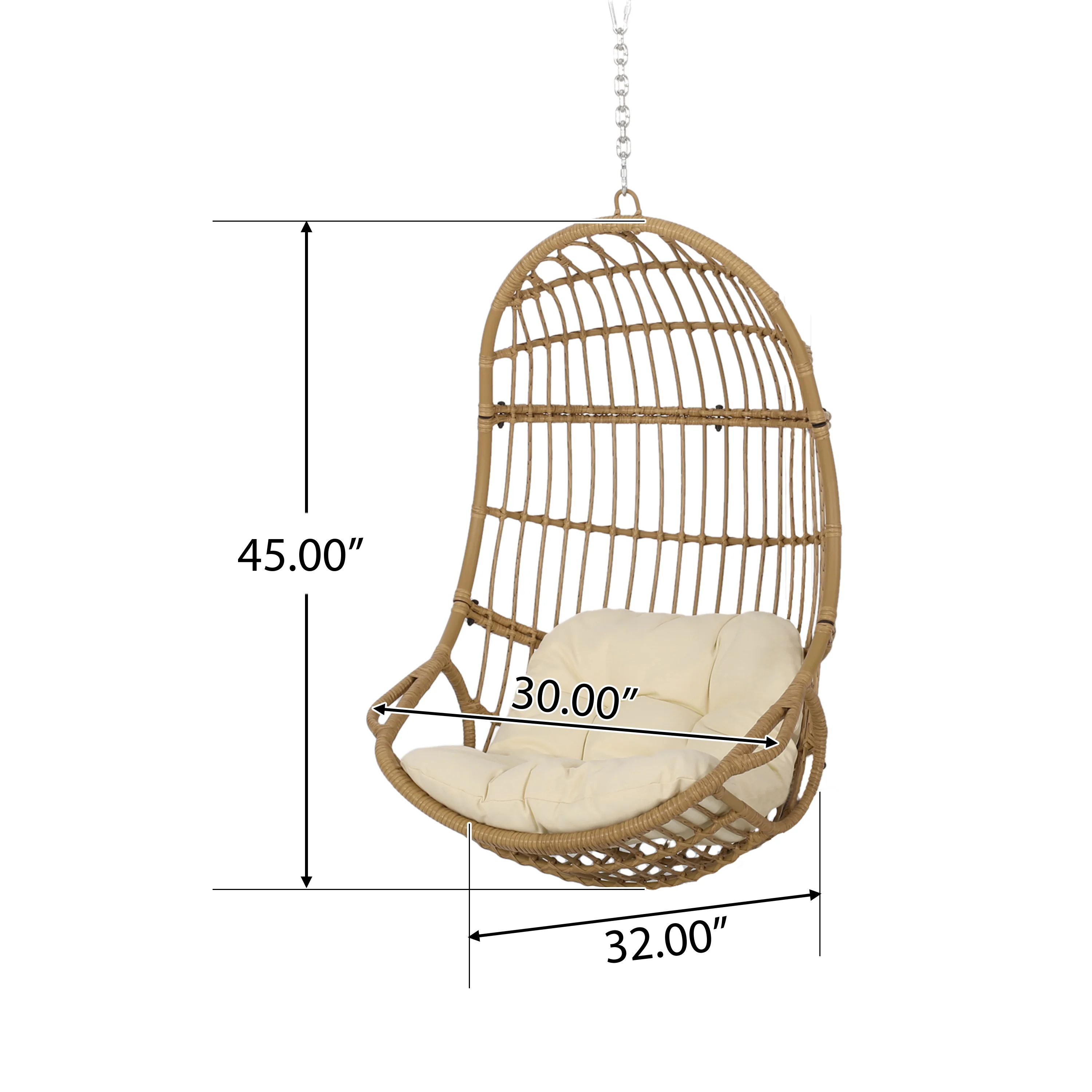 Perry Outdoor Wicker Hanging Basket Chair with Cushions - furnishings