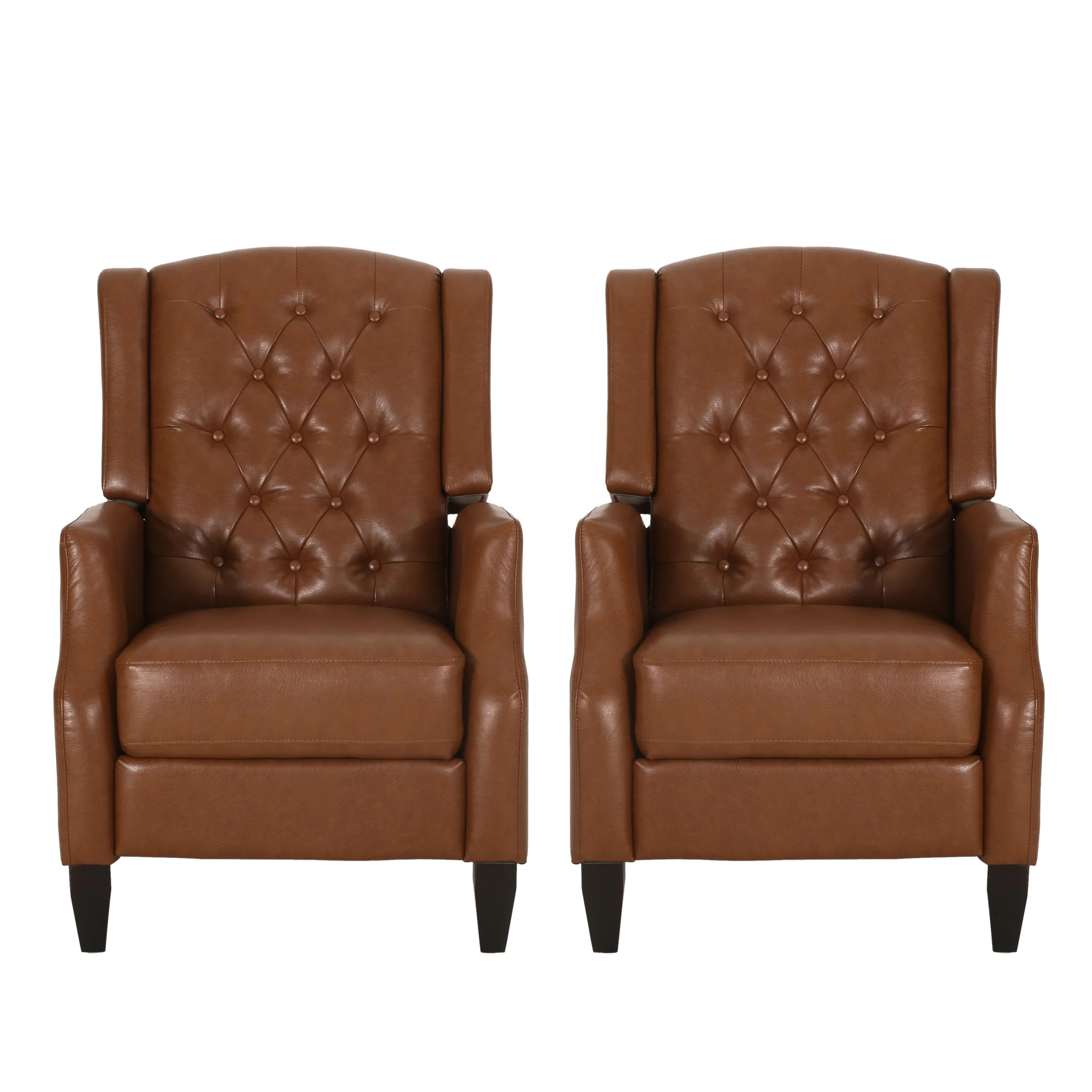 Loubar Contemporary Faux Leather Tufted Pushback Recliners, Set of 2 - furnishings