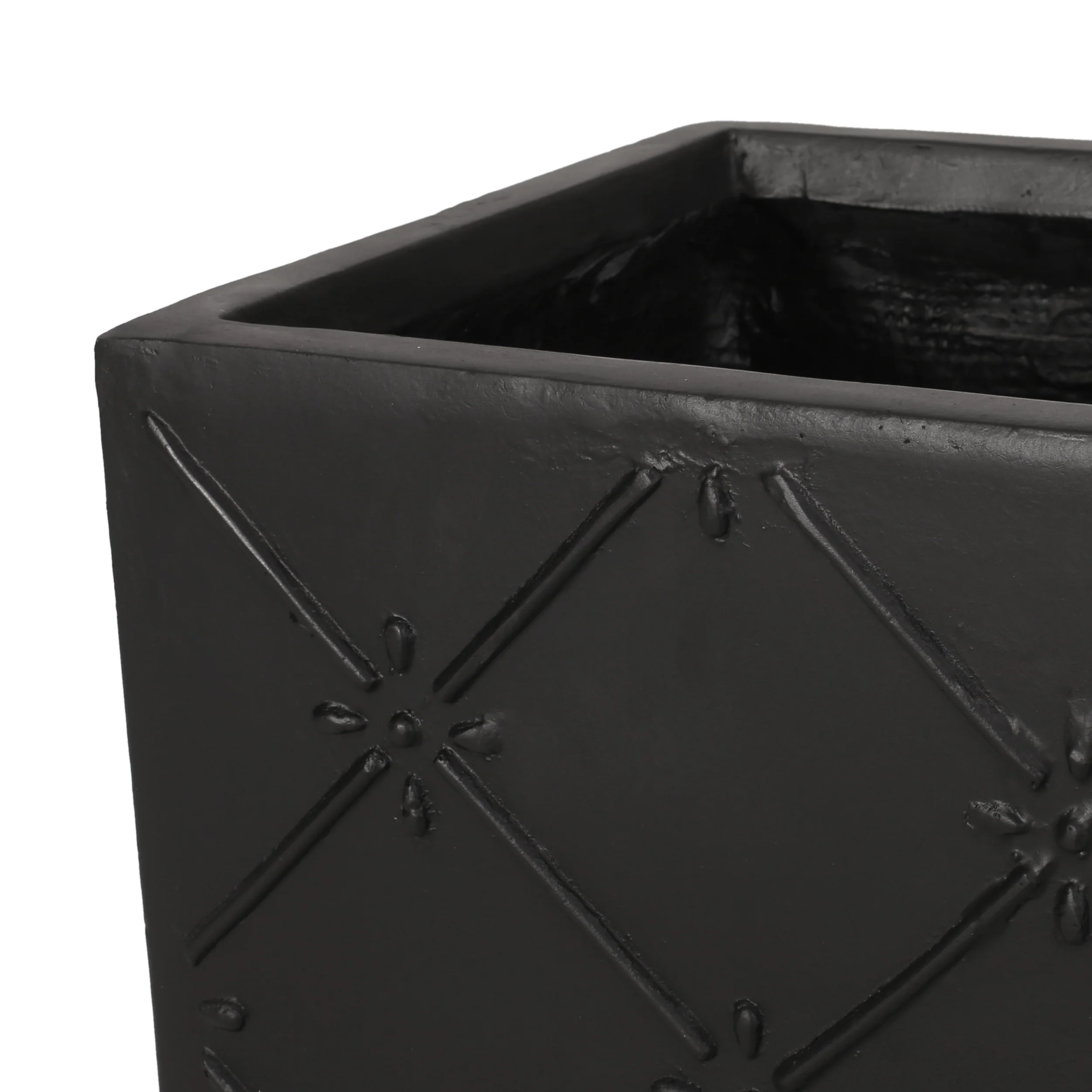 Hula Outdoor Cast Stone Small and Large Planter Set, Matte Black - furnishings