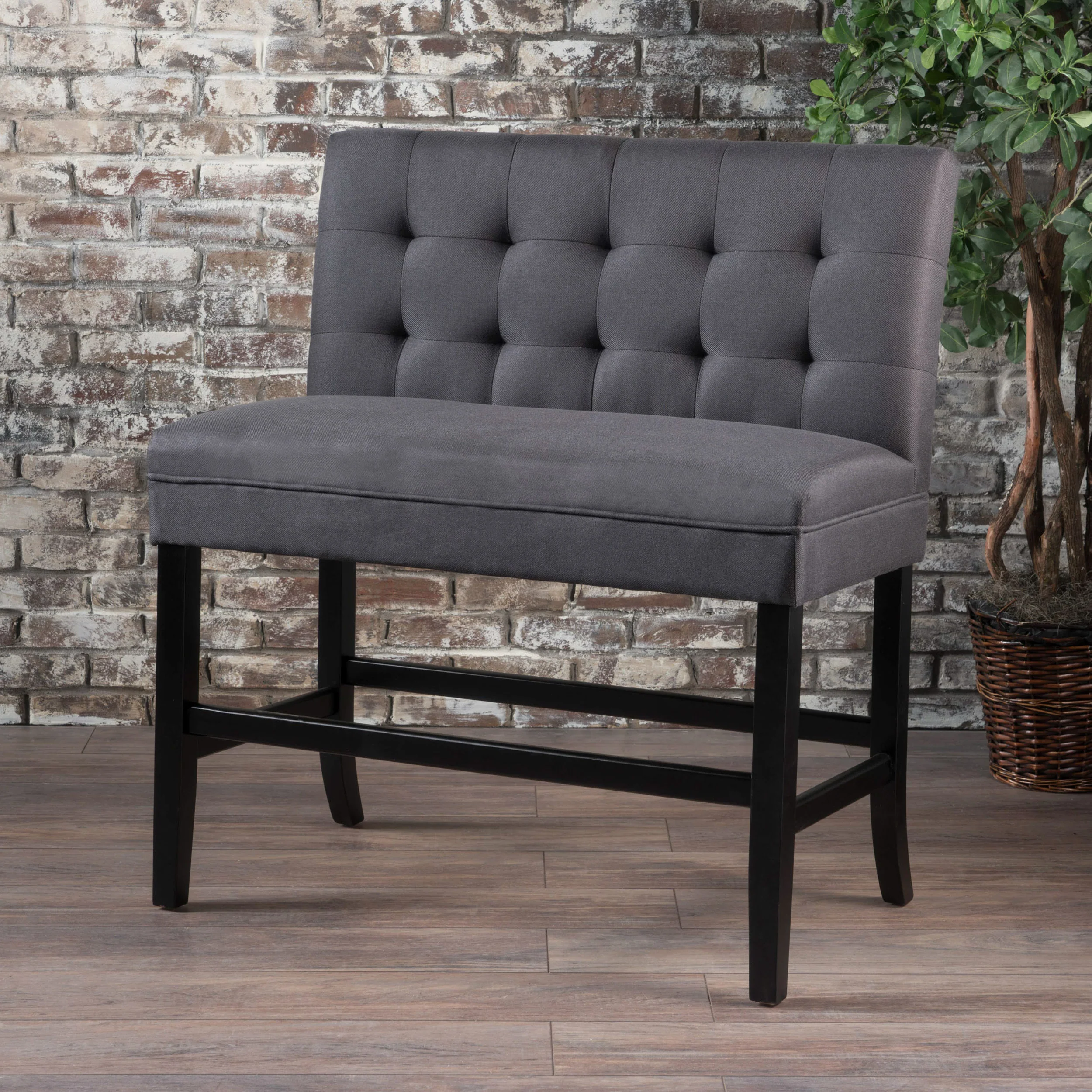 Paddy Tufted Back Fabric 26-Inch Barstool Bench - furnishings