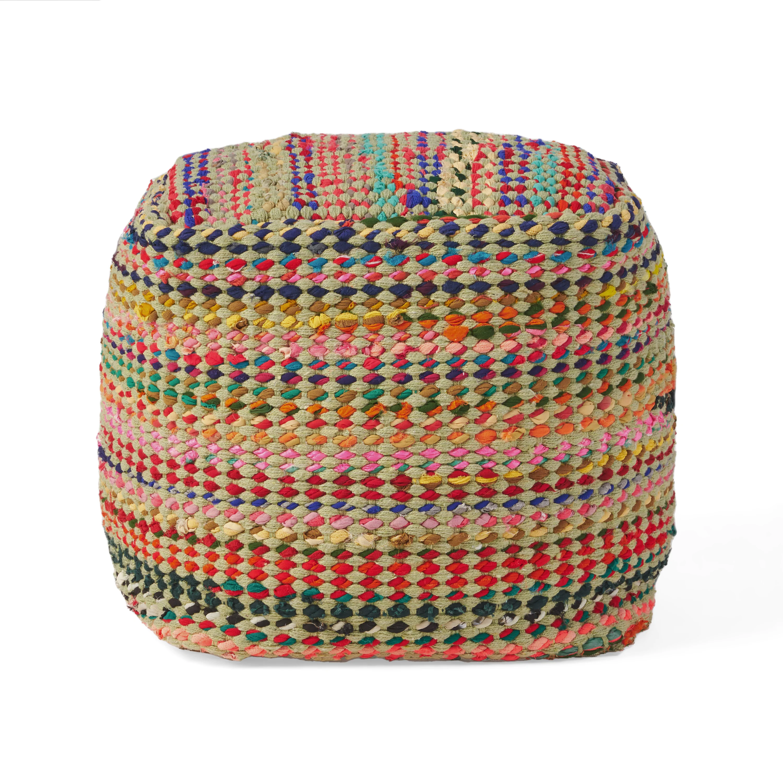 Naholo Handcrafted Boho Fabric Pouf - furnishings