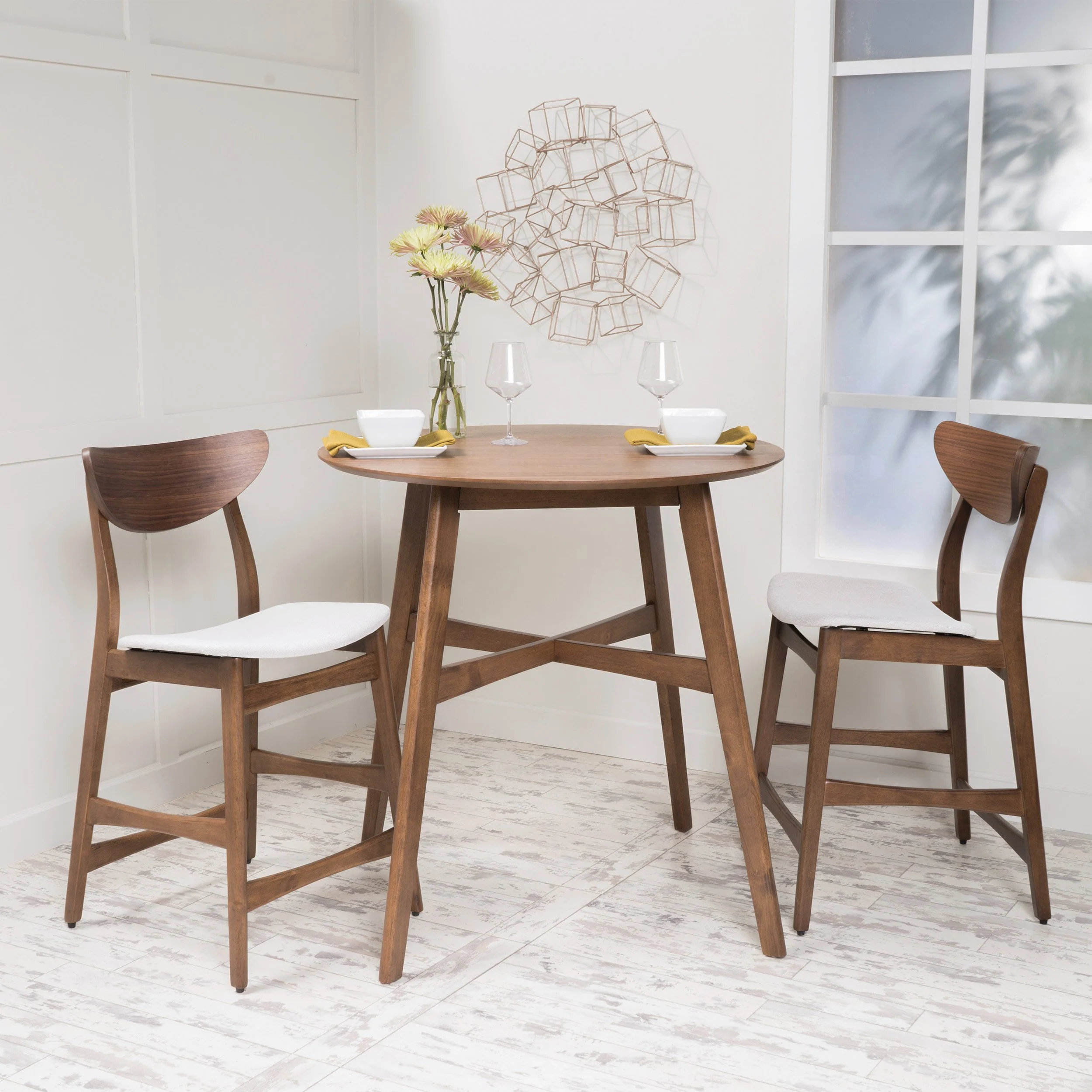 Helen Dark Fabric/ Wood Finish Counter Height Dining Set - furnishings
