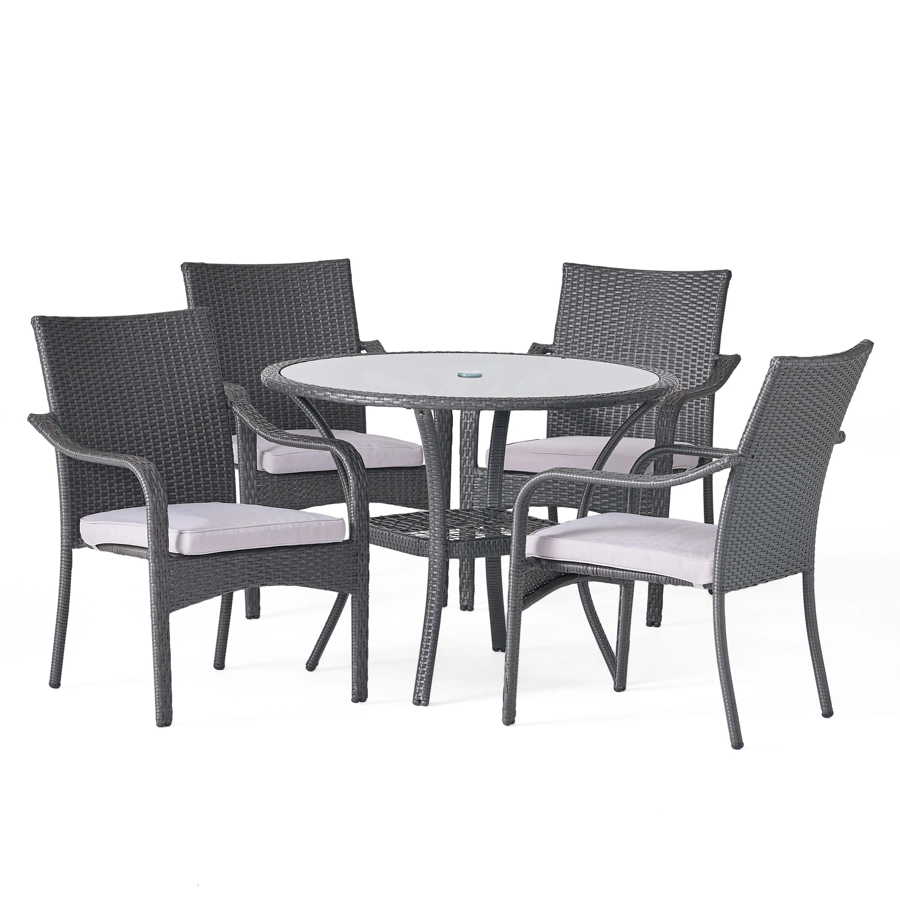 Kadelyn Outdoor 5pc Grey Wicker Dining Set - furnishings