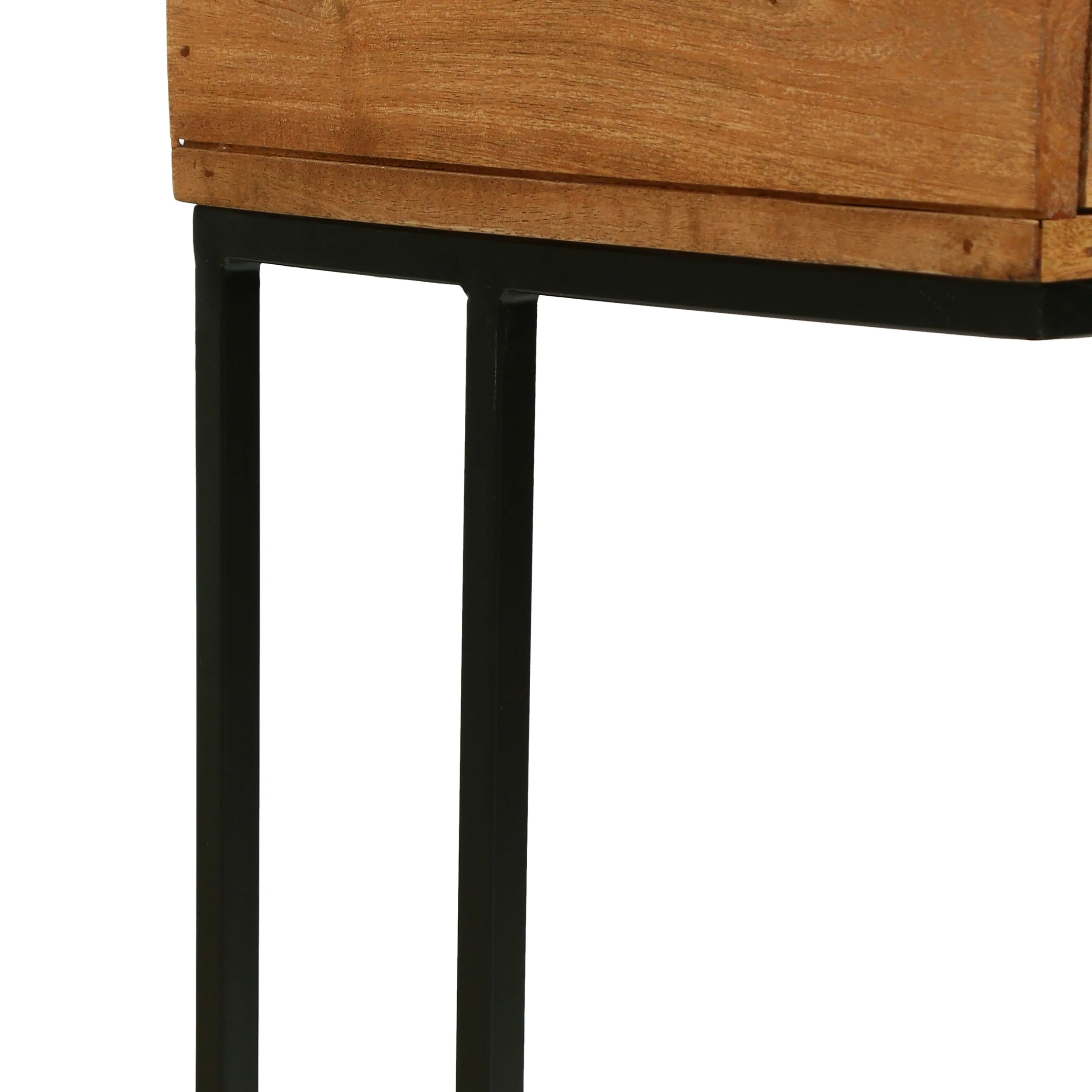 Wickson Modern Industrial Handmade Mango Wood C-Shaped Side Table with Drawer, Natural and Black - furnishings
