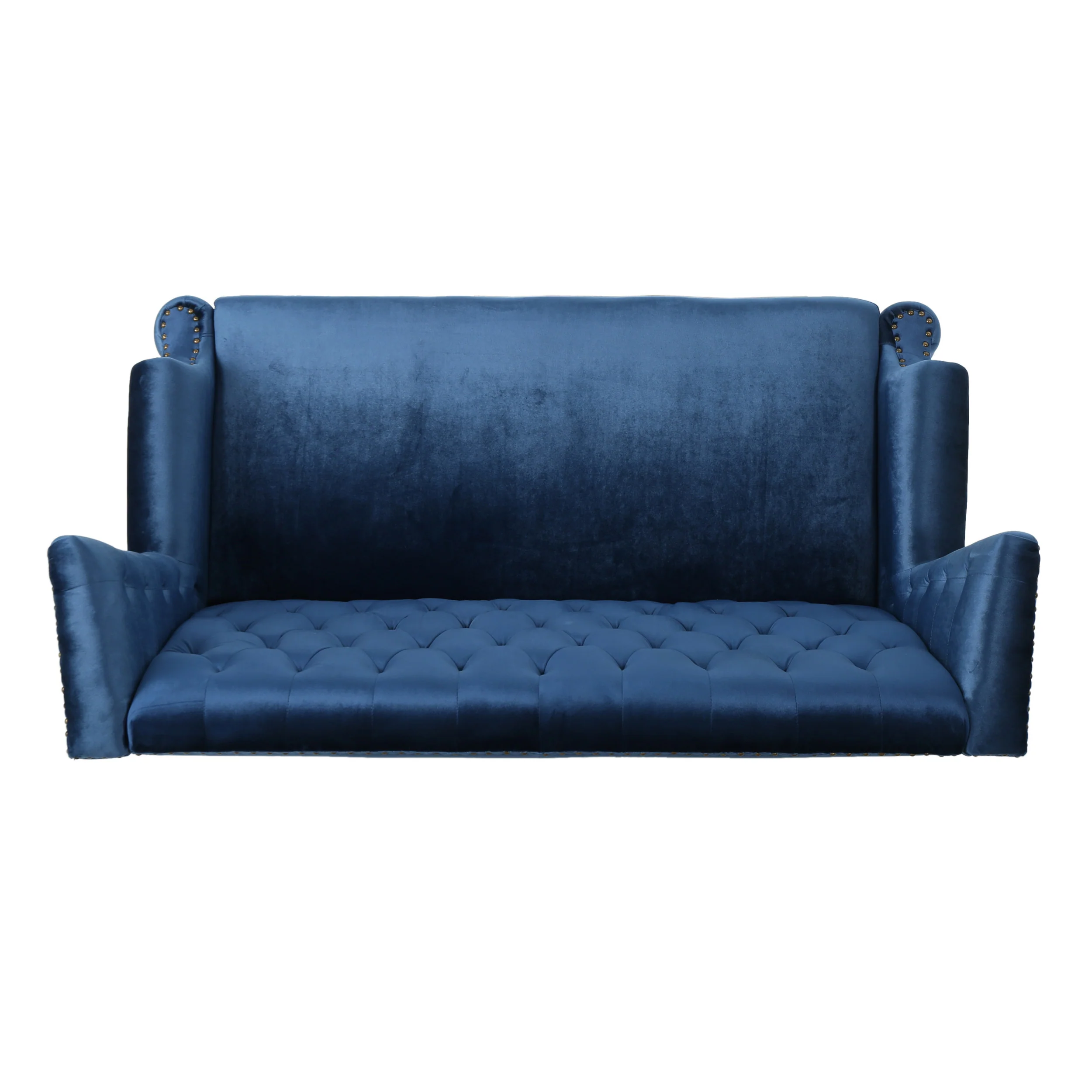 Linsey High Back Tufted Winged New Velvet Loveseat - furnishings