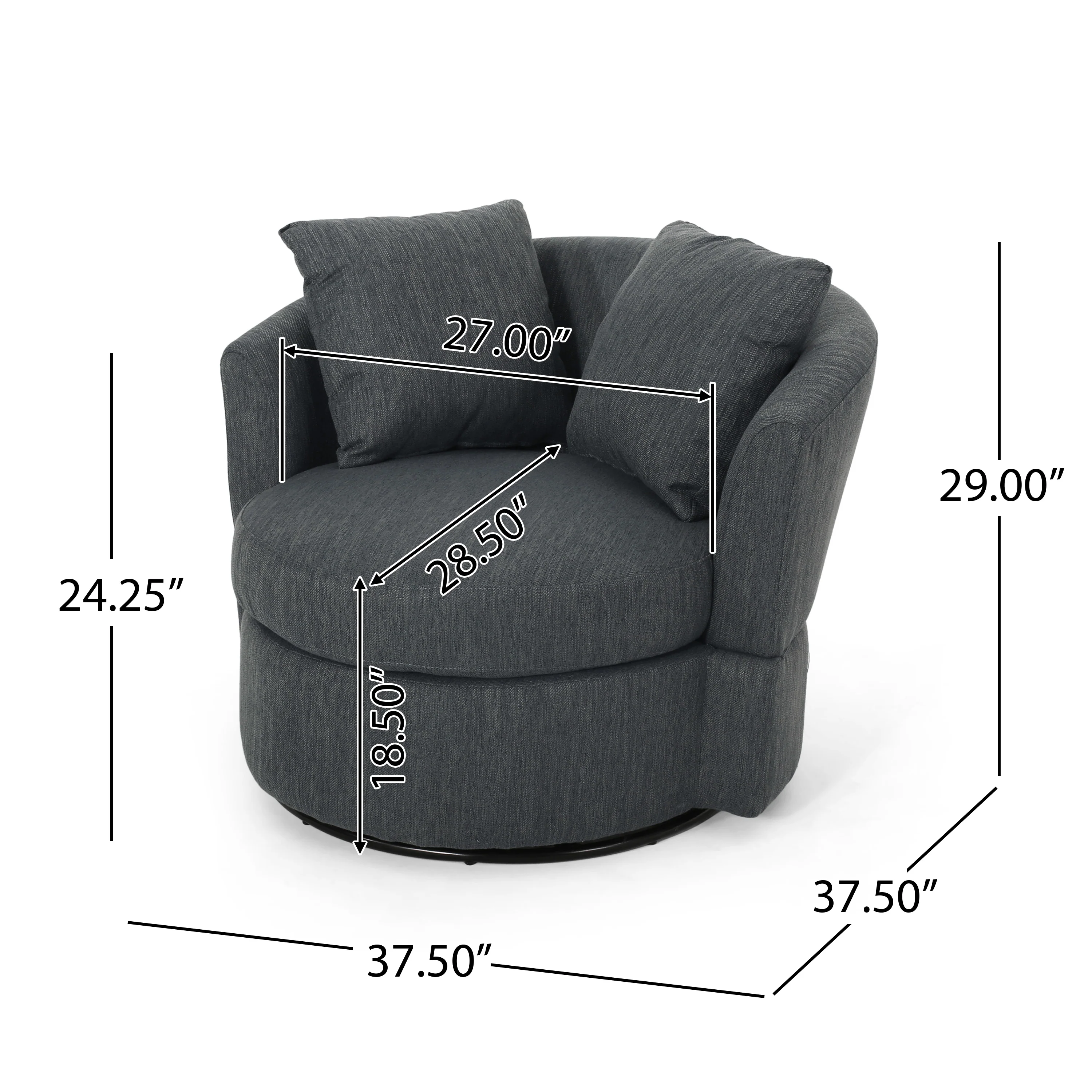 Dawson Contemporary Upholstered Swivel Club Chair - furnishings