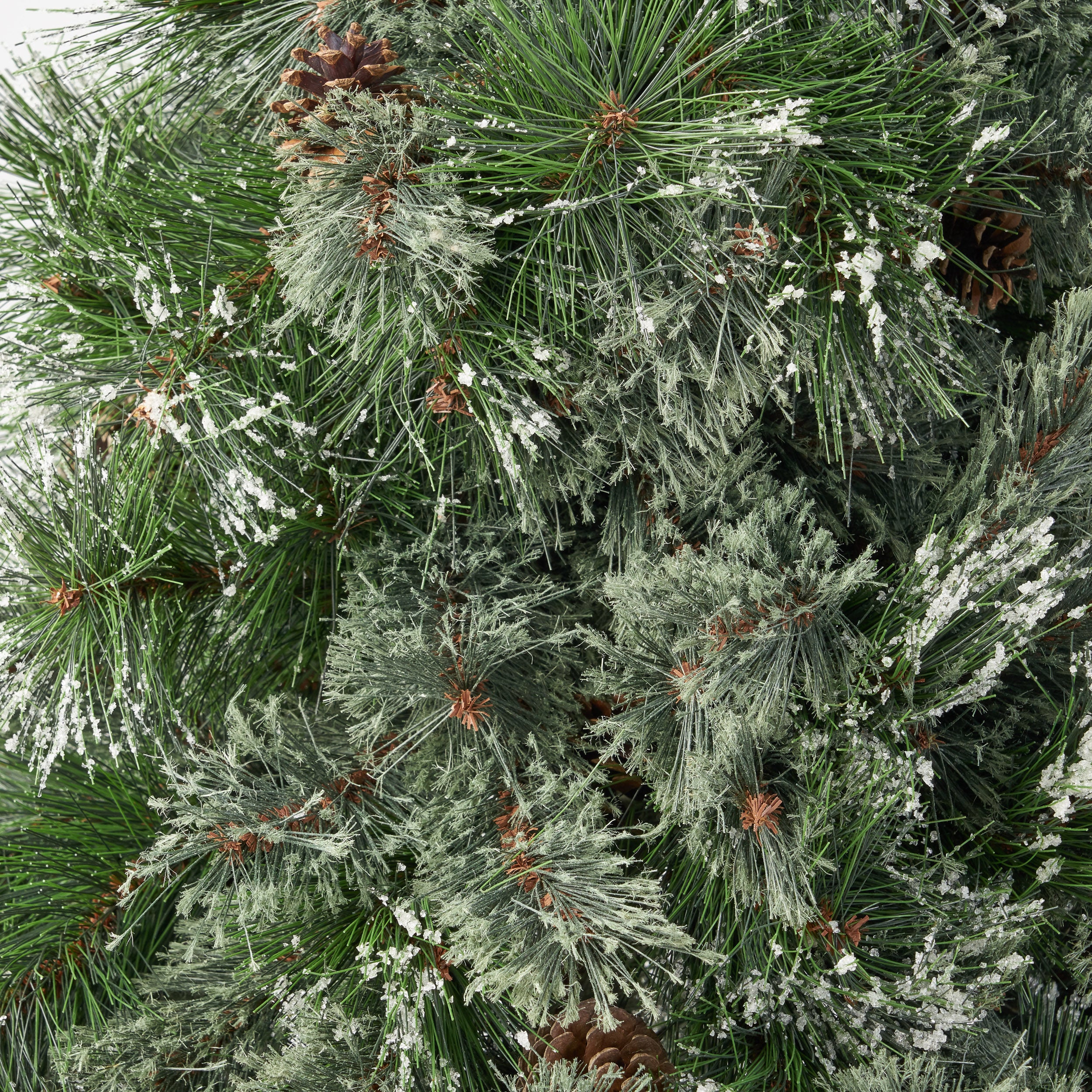 4.5-foot Cashmere Pine and Mixed Needles Hinged Artificial Christmas Tree with Snowy Branches and Pinecones - furnishings