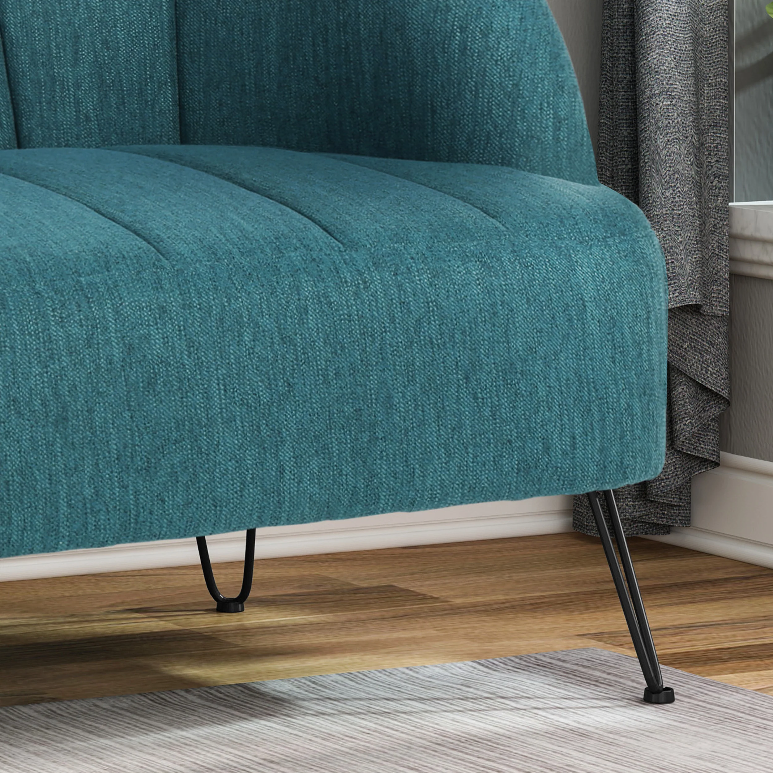 Kyra Modern Fabric Settee with Hairpin Legs - furnishings