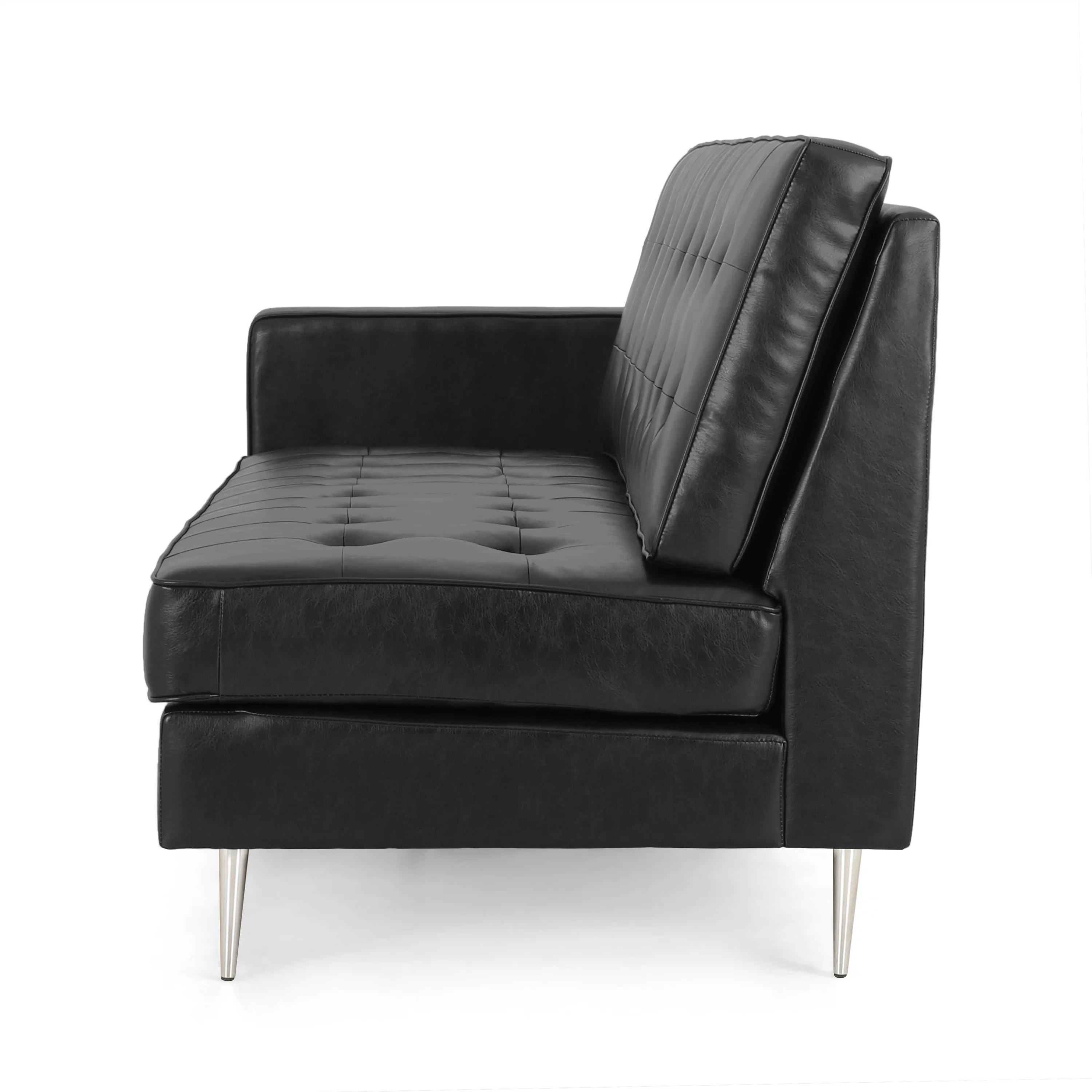 Goliath Contemporary Faux Leather Tufted 5 Seater Sectional Sofa Set - furnishings