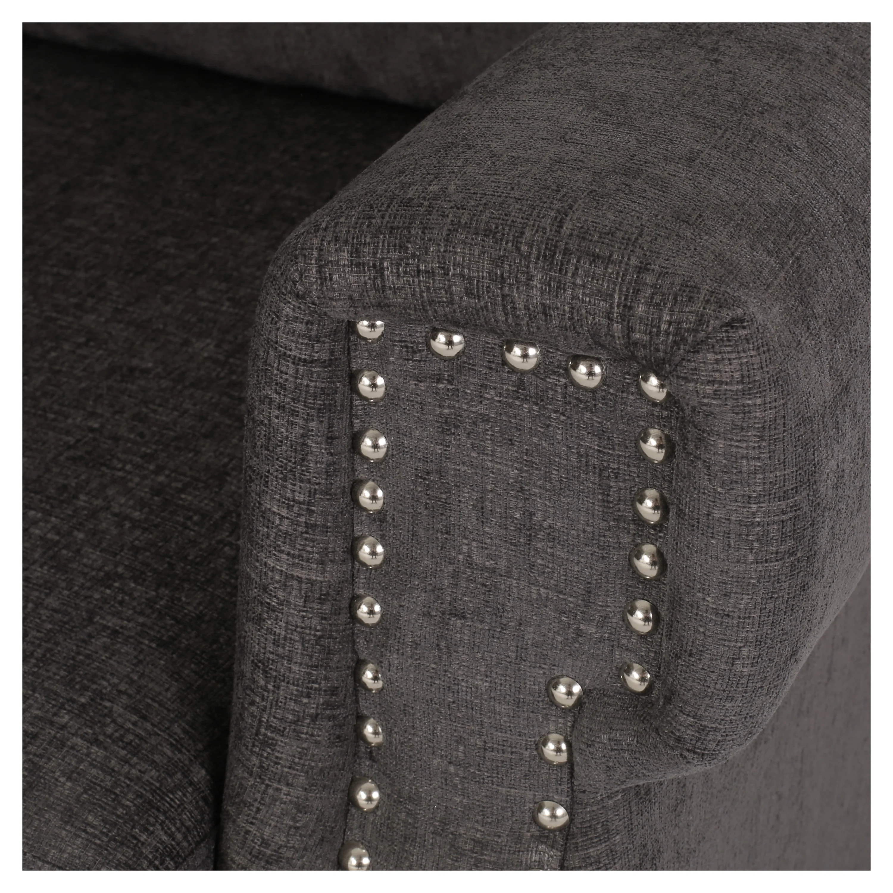 Dobles Contemporary Fabric 3 Seater Sofa with Nailhead Trim - furnishings