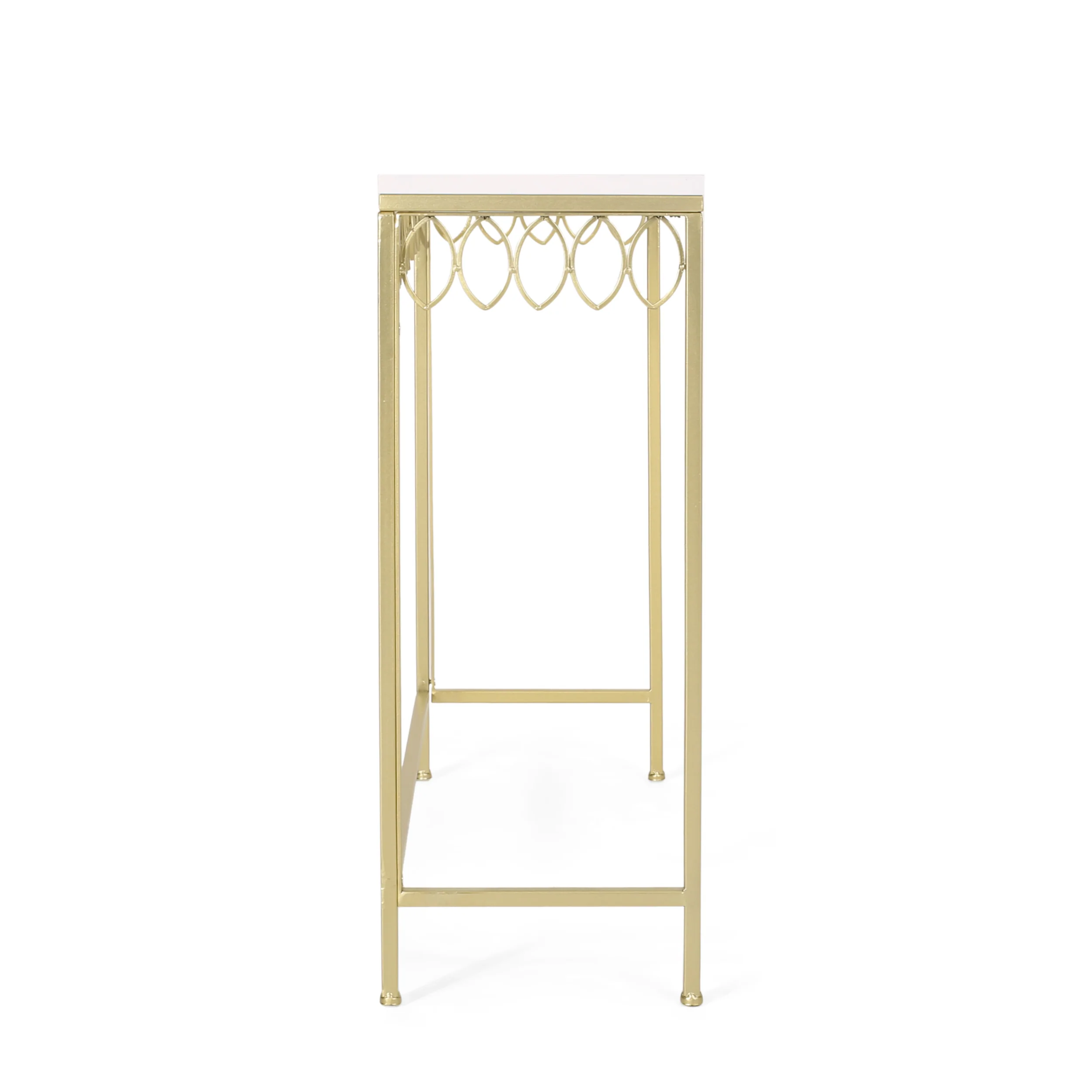 Cavanaugh Modern Glam Console Table with Petal Accents, Gold and White - furnishings