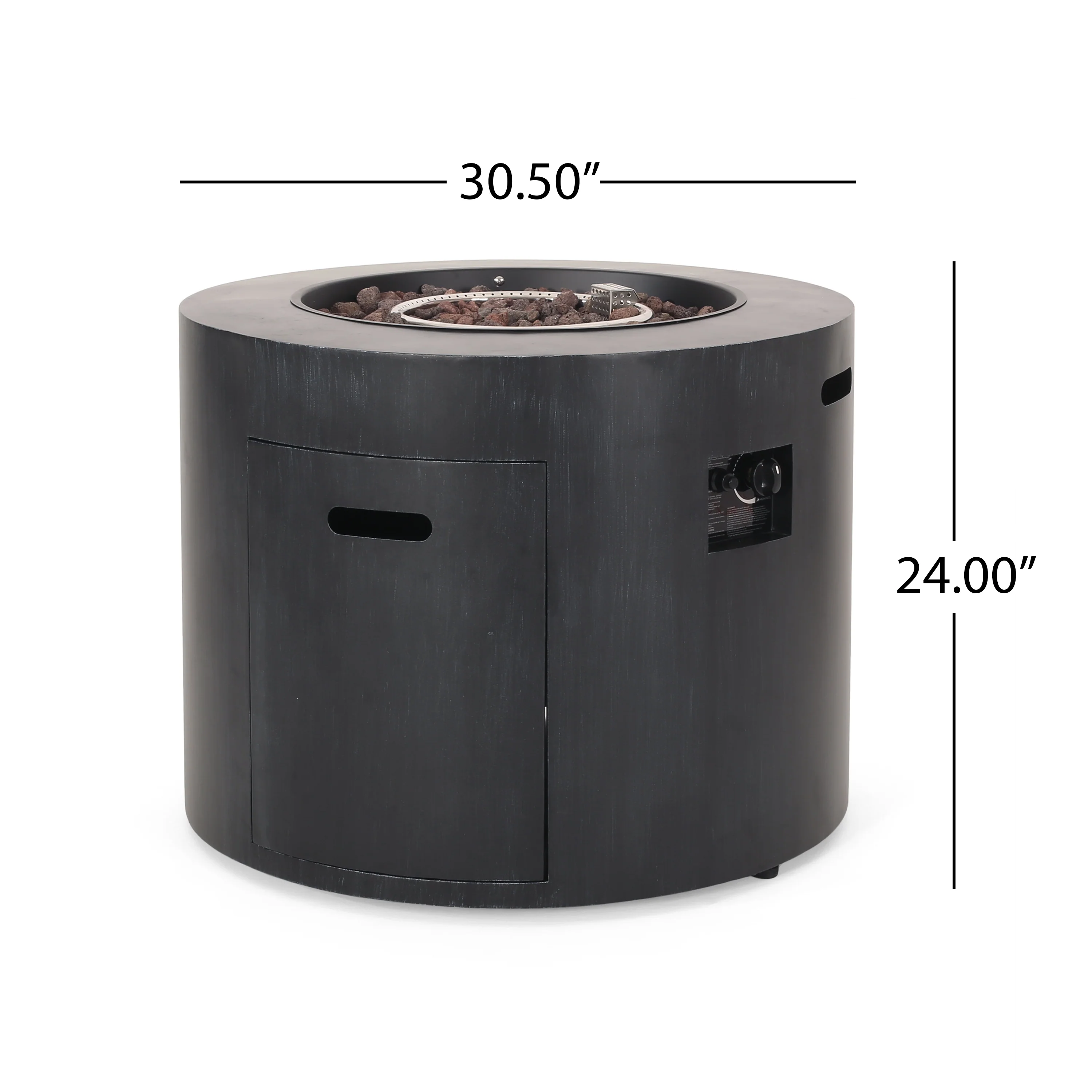 Jasmine Outdoor 40,000 BTU Circular Fire Pit, Brushed Black - furnishings
