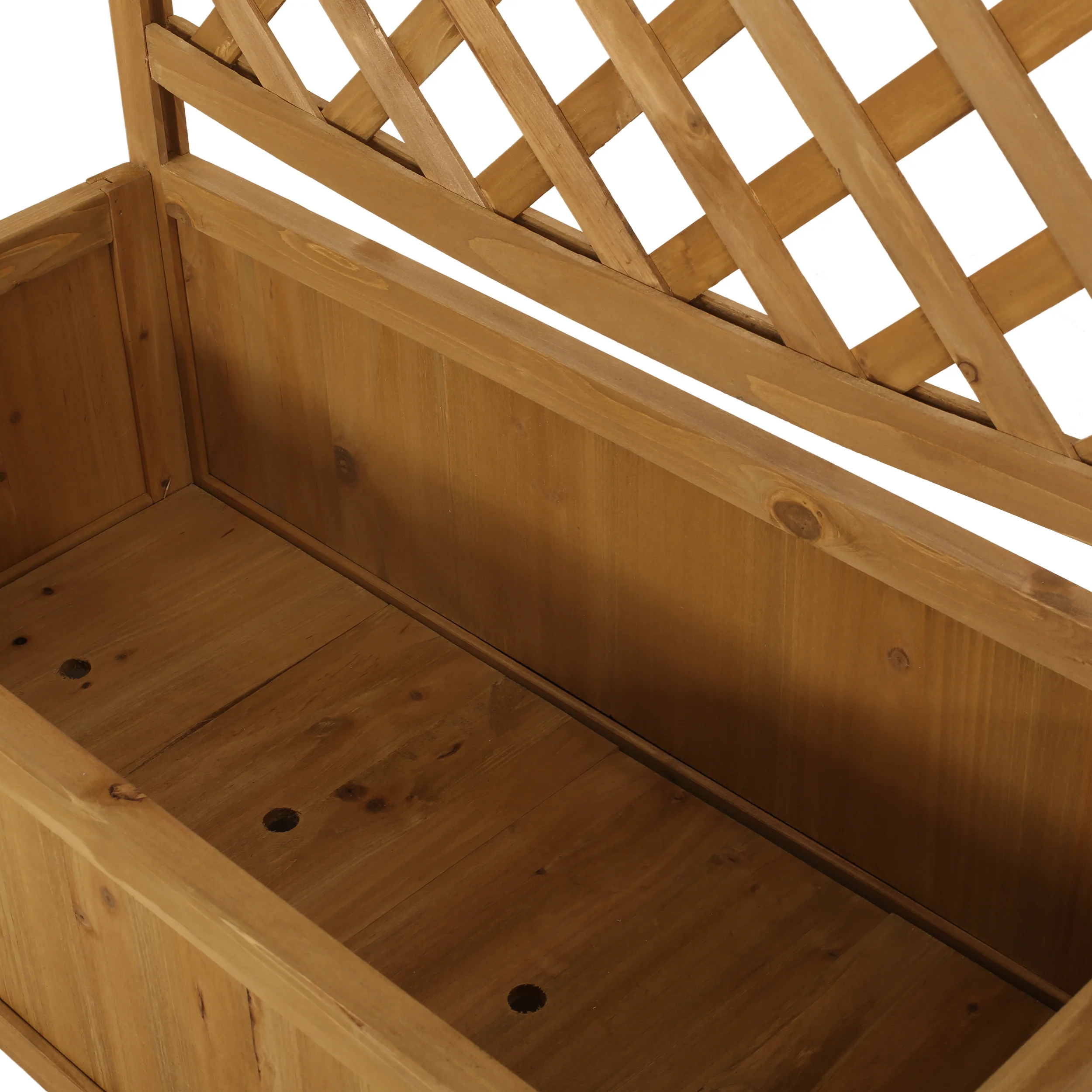 Mallett Traditional Rectangular Firwood Planter Box with Trellis - furnishings