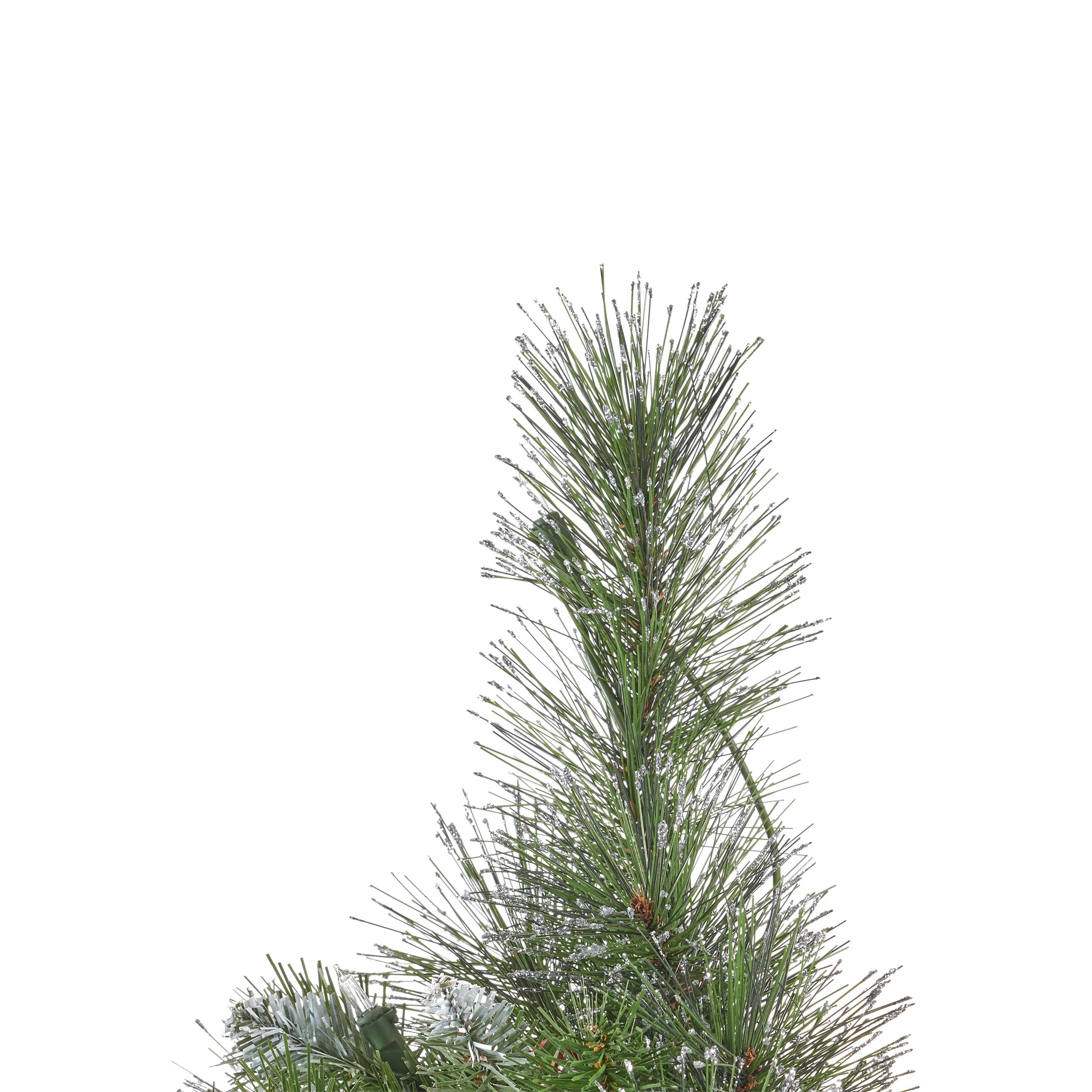 7-foot Mixed Spruce Hinged Artificial Christmas Tree with Glitter Branches, Red Berries, and Pinecones - furnbro