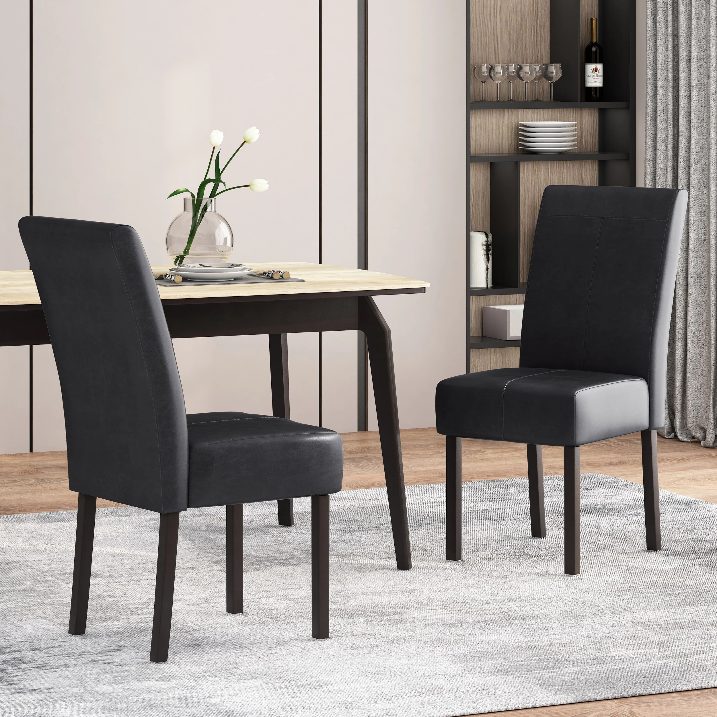 Percival Contemporary Upholstered T-Stitch Dining Chairs, Set of 2 - furnishings