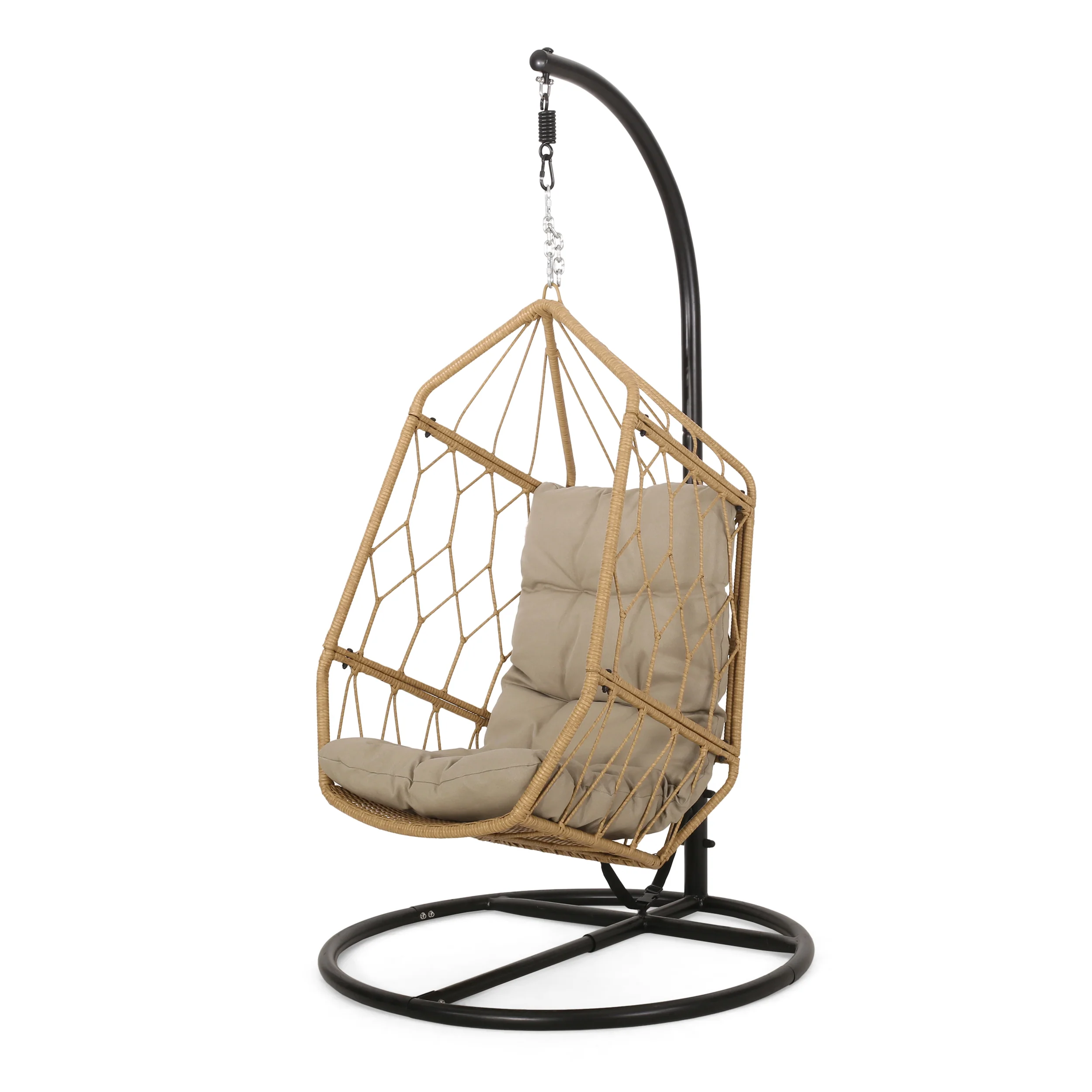 Jewell Allegra Outdoor Wicker Basket Hanging Chair with Stand - furnishings
