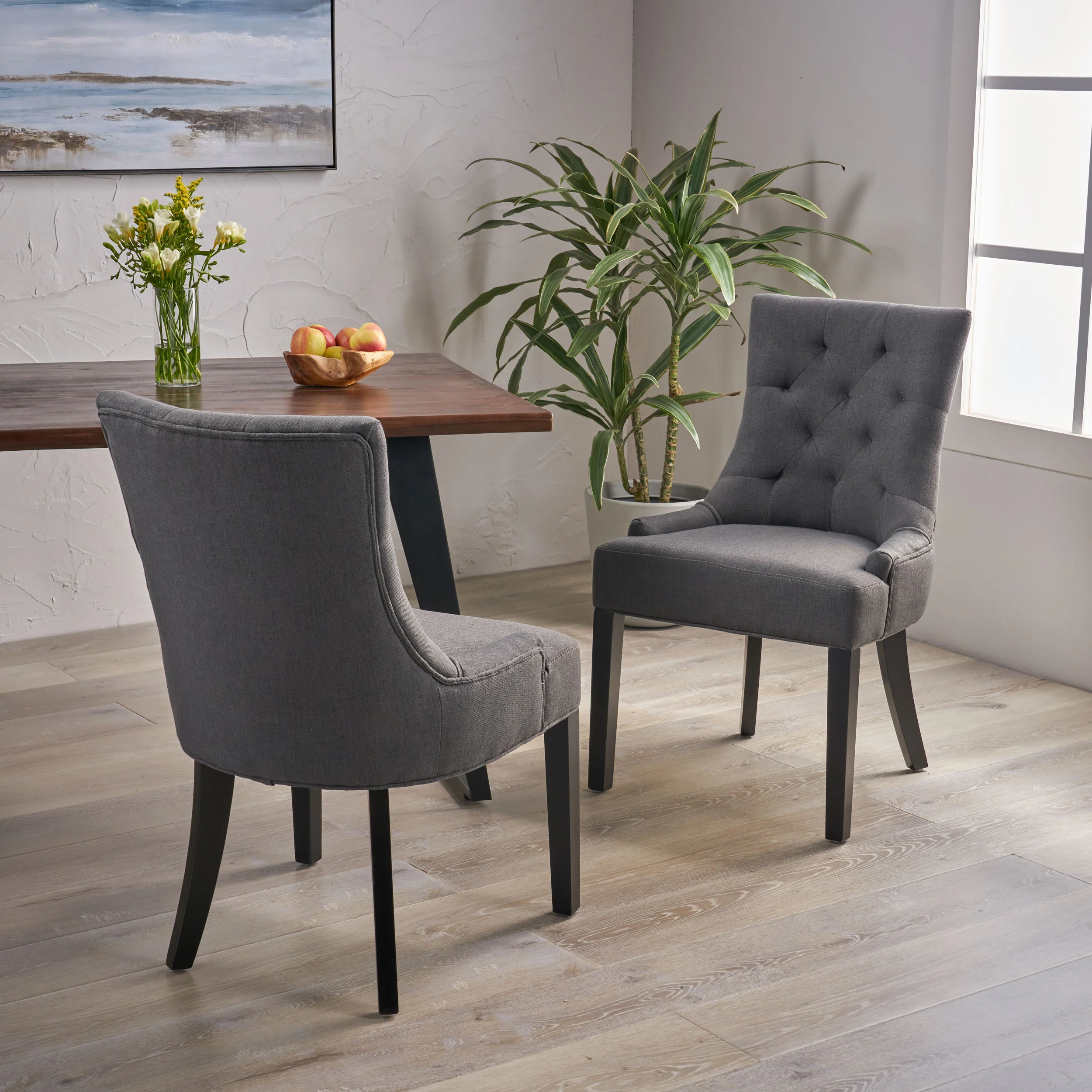Maggie Contemporary Tufted Dining Chairs, Set of 2 - furnishings