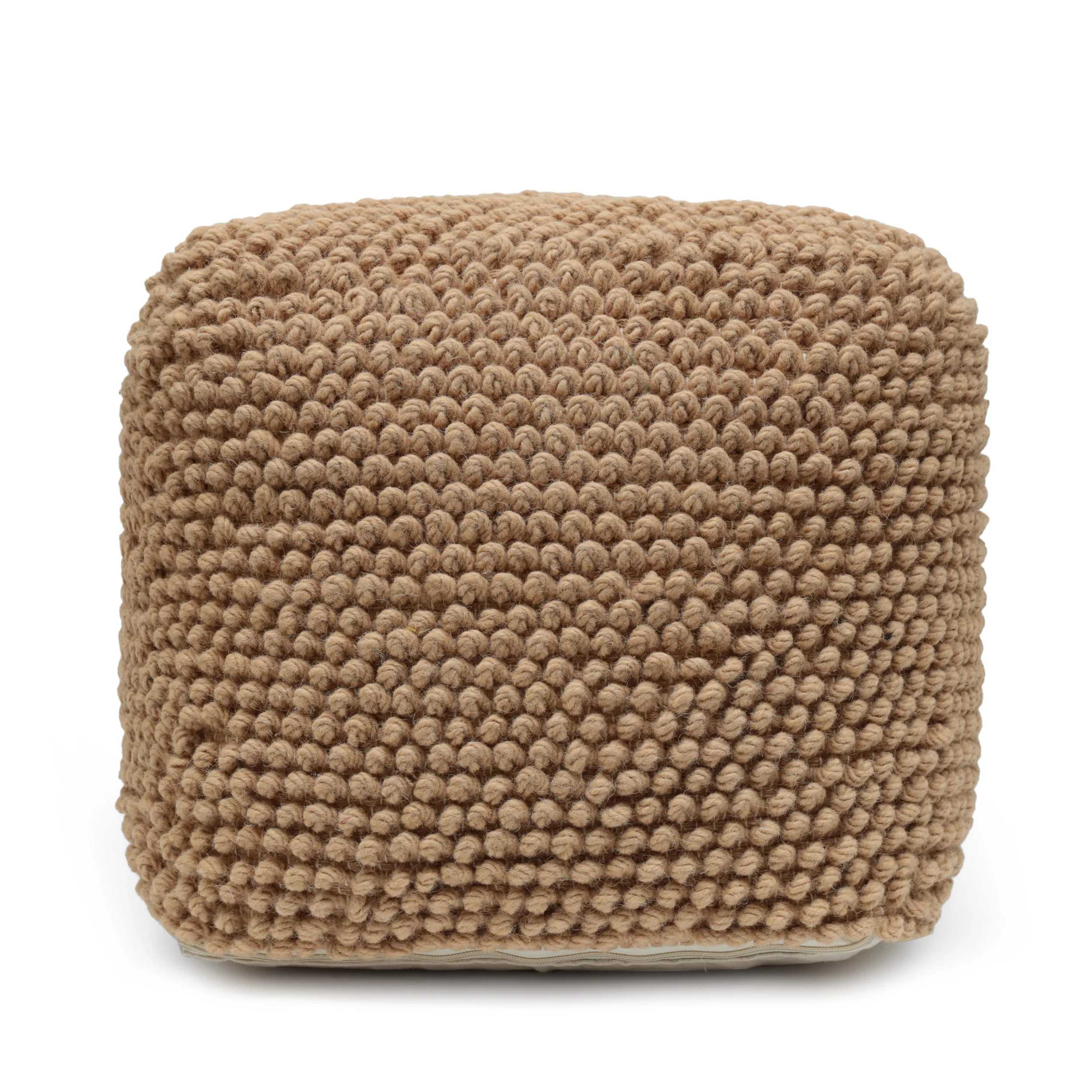 Devries Boho Handcrafted Tufted Fabric Cube Pouf - furnishings