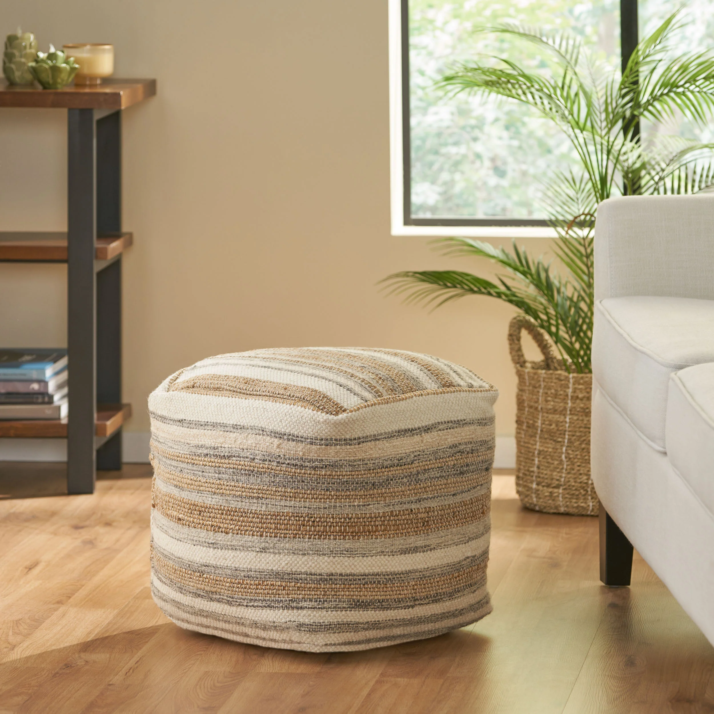 Brookdale Handcrafted Boho Fabric Cube Pouf - furnishings