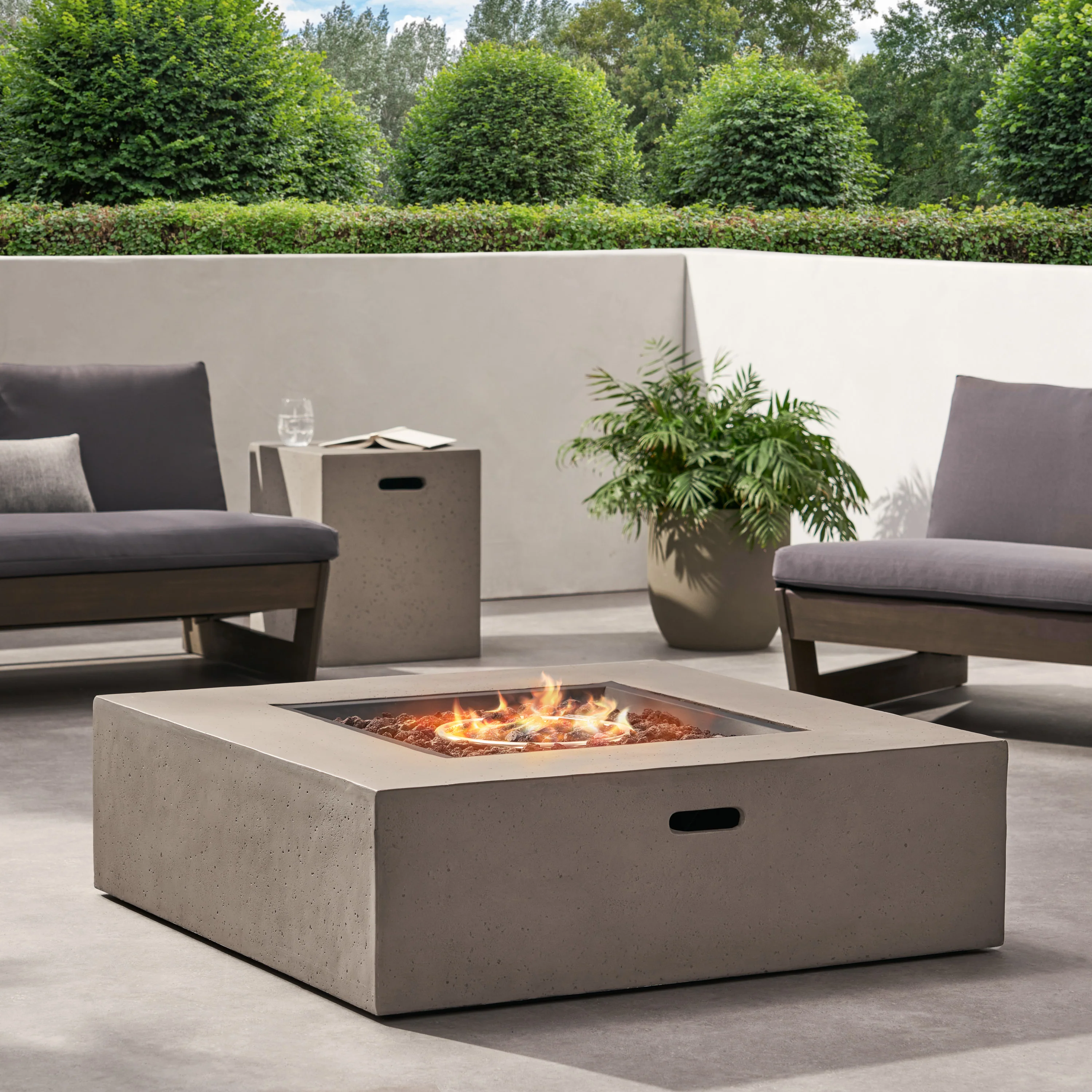 Hearth Square 50K BTU Outdoor Propane Fire Pit Table - furnishings