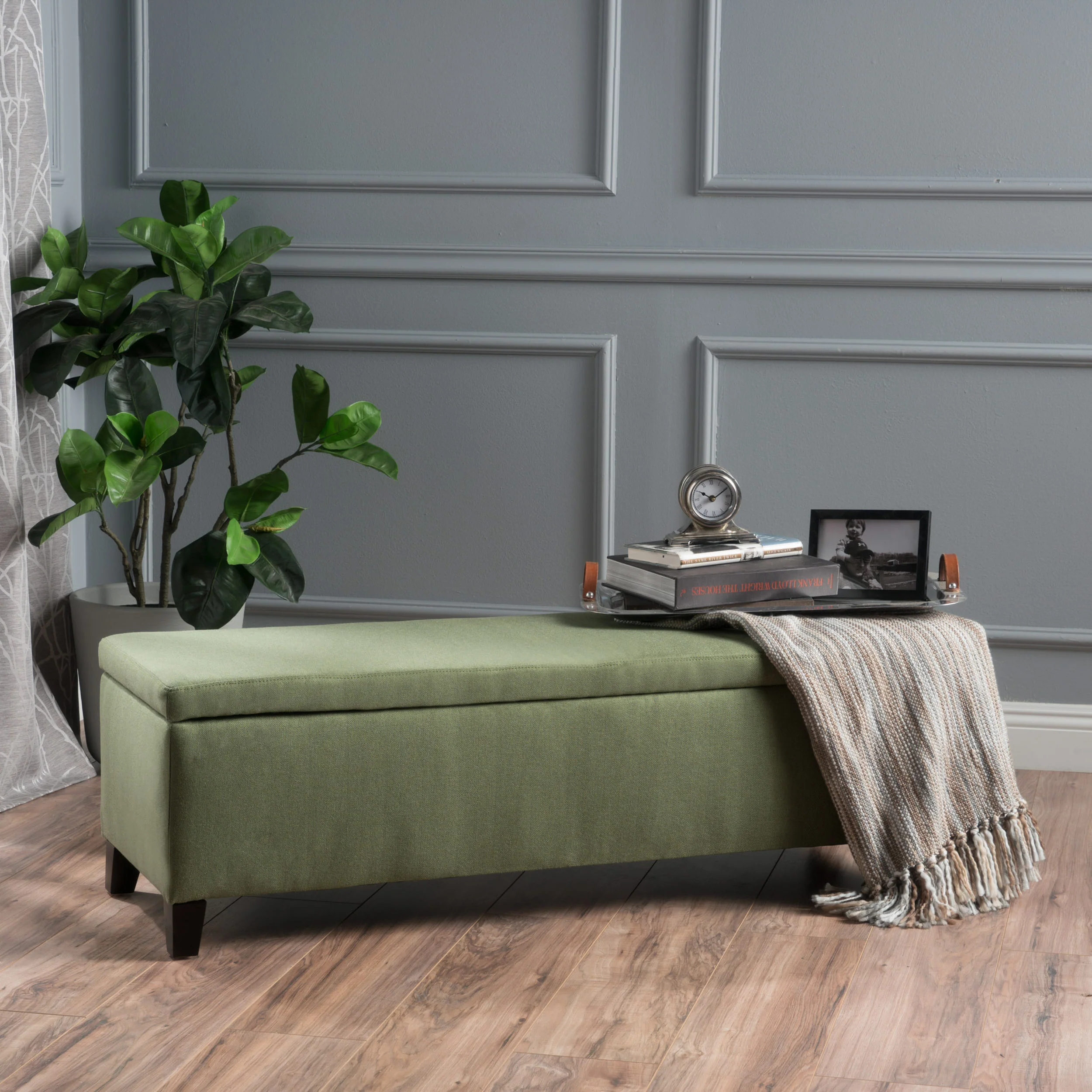 Clor Fabric Rectangle Storage Ottoman Bench - furnishings