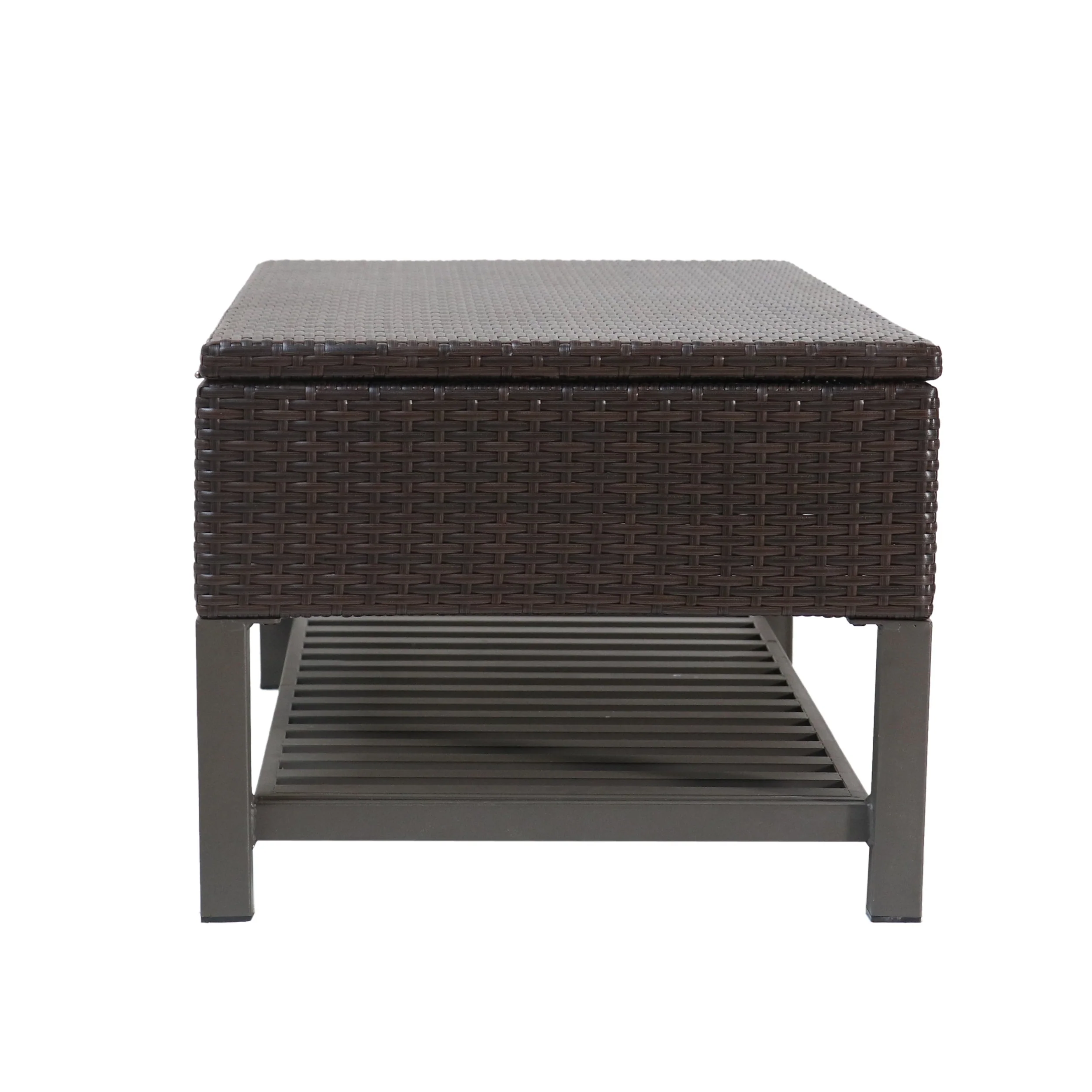 Martina Storage Bench with Rack, Wicker with Iron Frame - furnishings