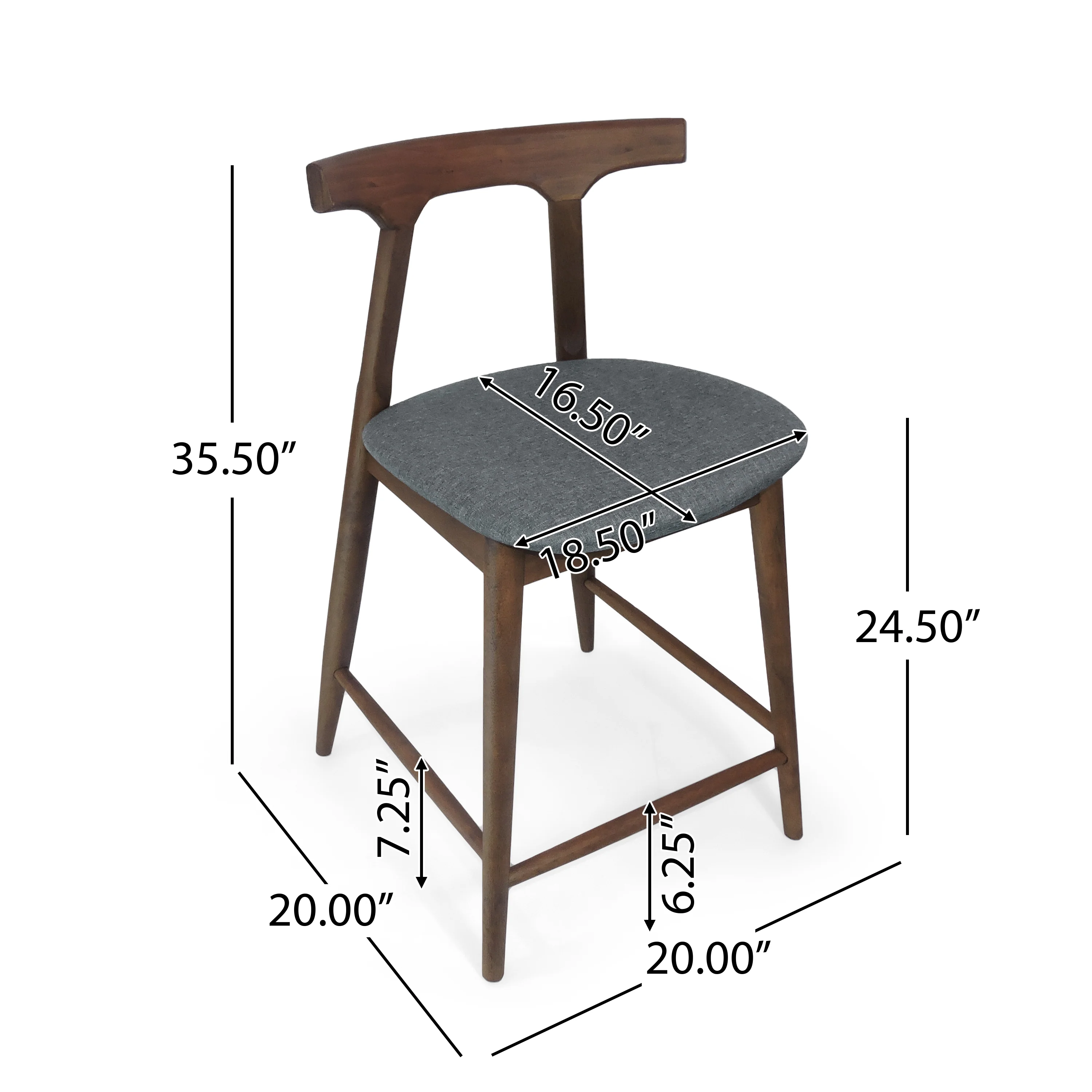 Annett Mid Century Modern Fabric Upholstered Wood 24.5 Inch Counter Stools (Set of 2) - furnishings