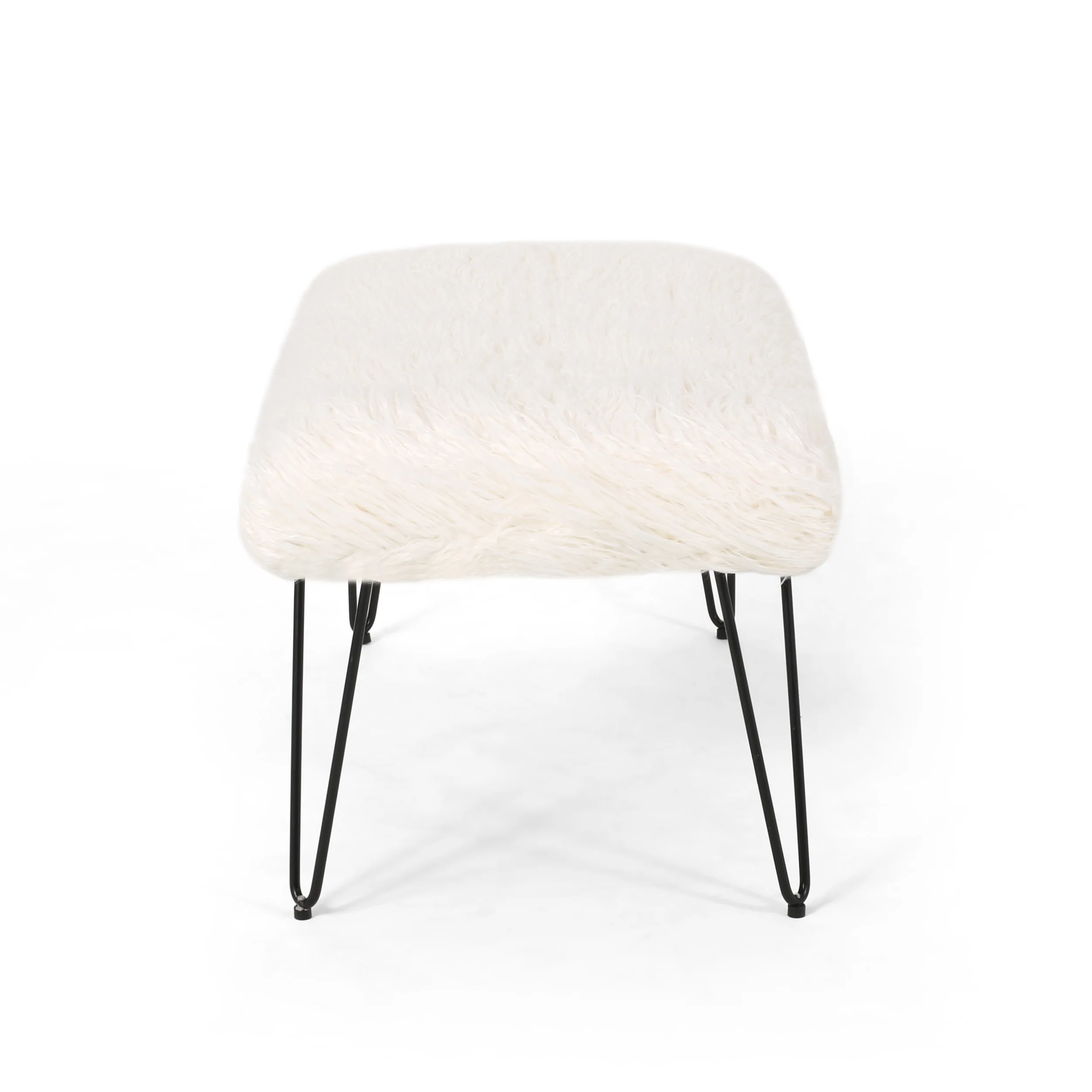 Louise Faux Fur Bench with Hairpin Legs - furnishings
