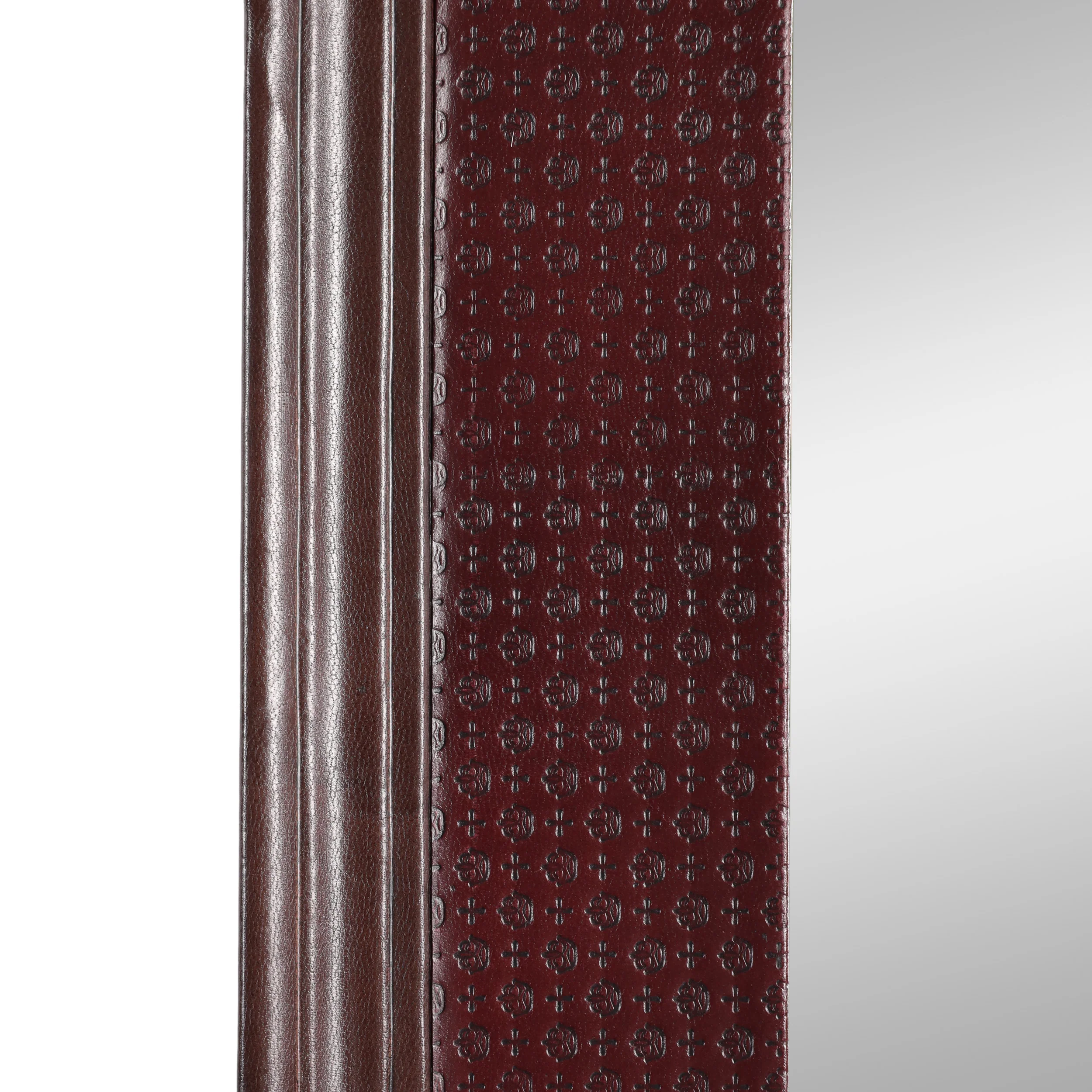 Chamlee Handcrafted Boho Leather Square Wall Mirror - furnishings