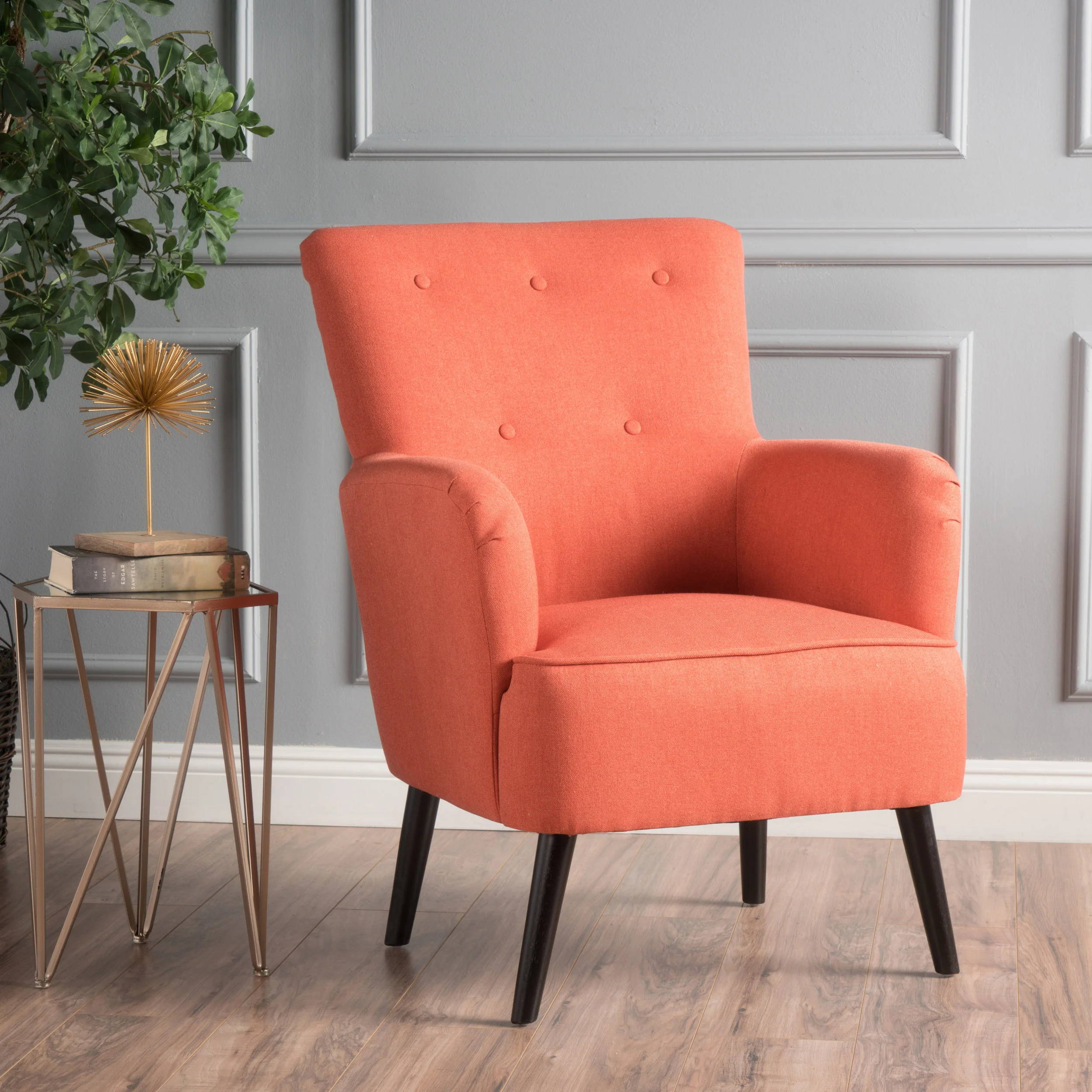 Karr Mid-Century Modern Button-Tufted High-Back Upholstered Accent Chair - furnishings