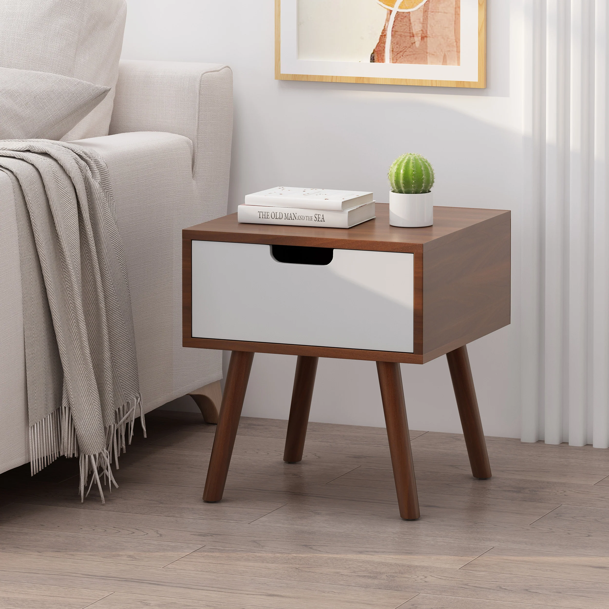 Karin Mid-Century Modern End Table w/ Drawer - furnishings