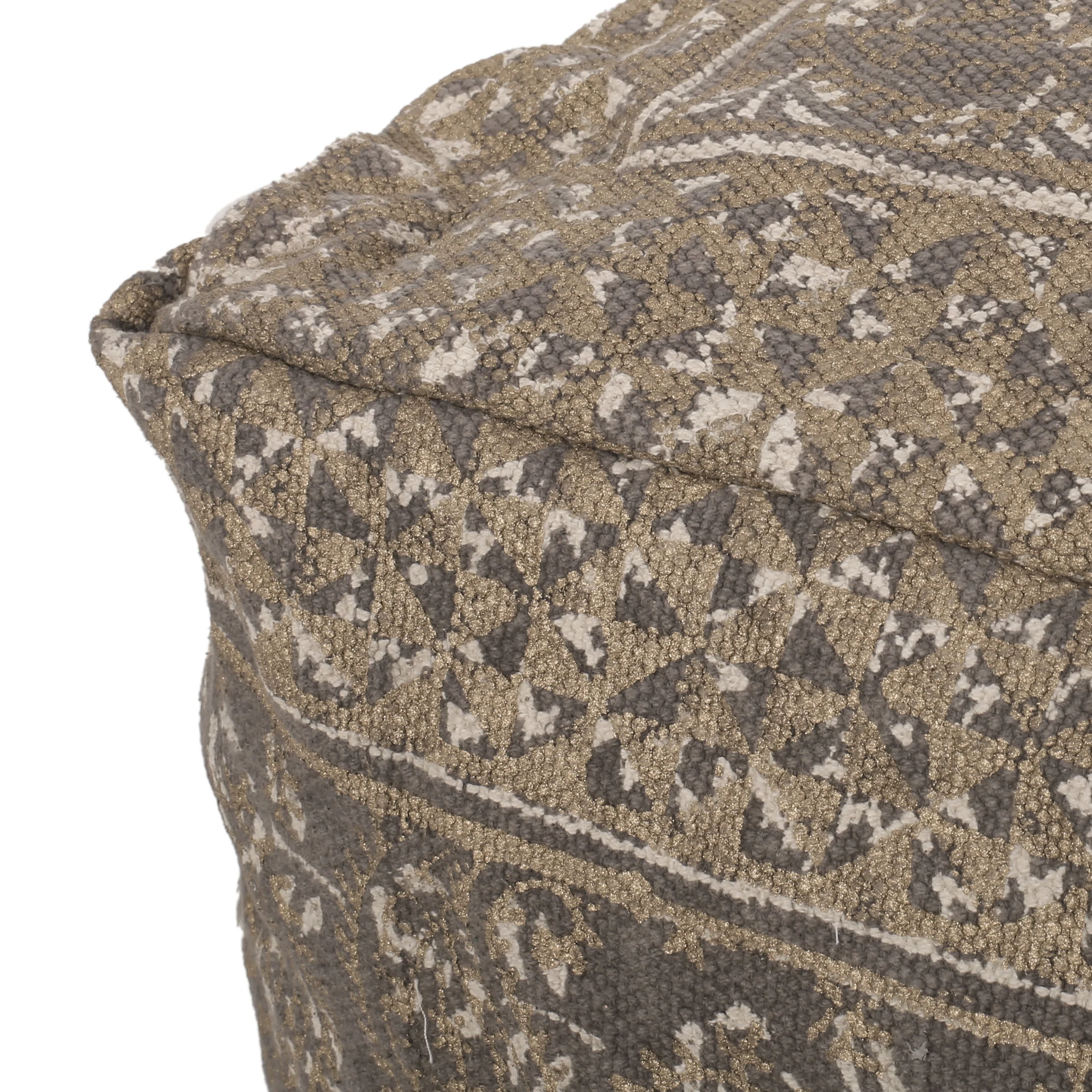 Hinton Handcrafted Boho Fabric Cube Pouf - furnishings