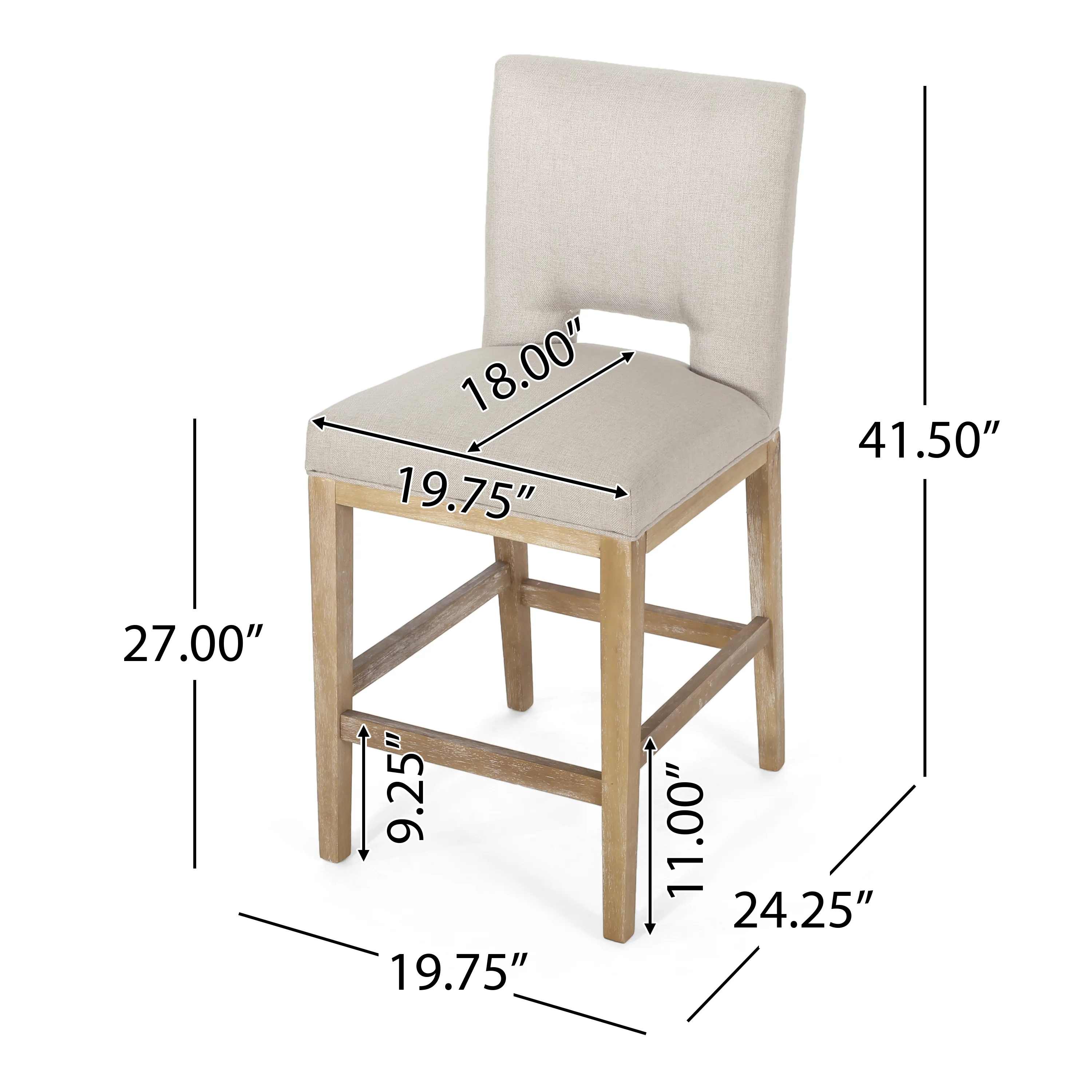 Kiara Contemporary Fabric Upholstered 27 Inch Counter Stools (Set of 2) - furnishings