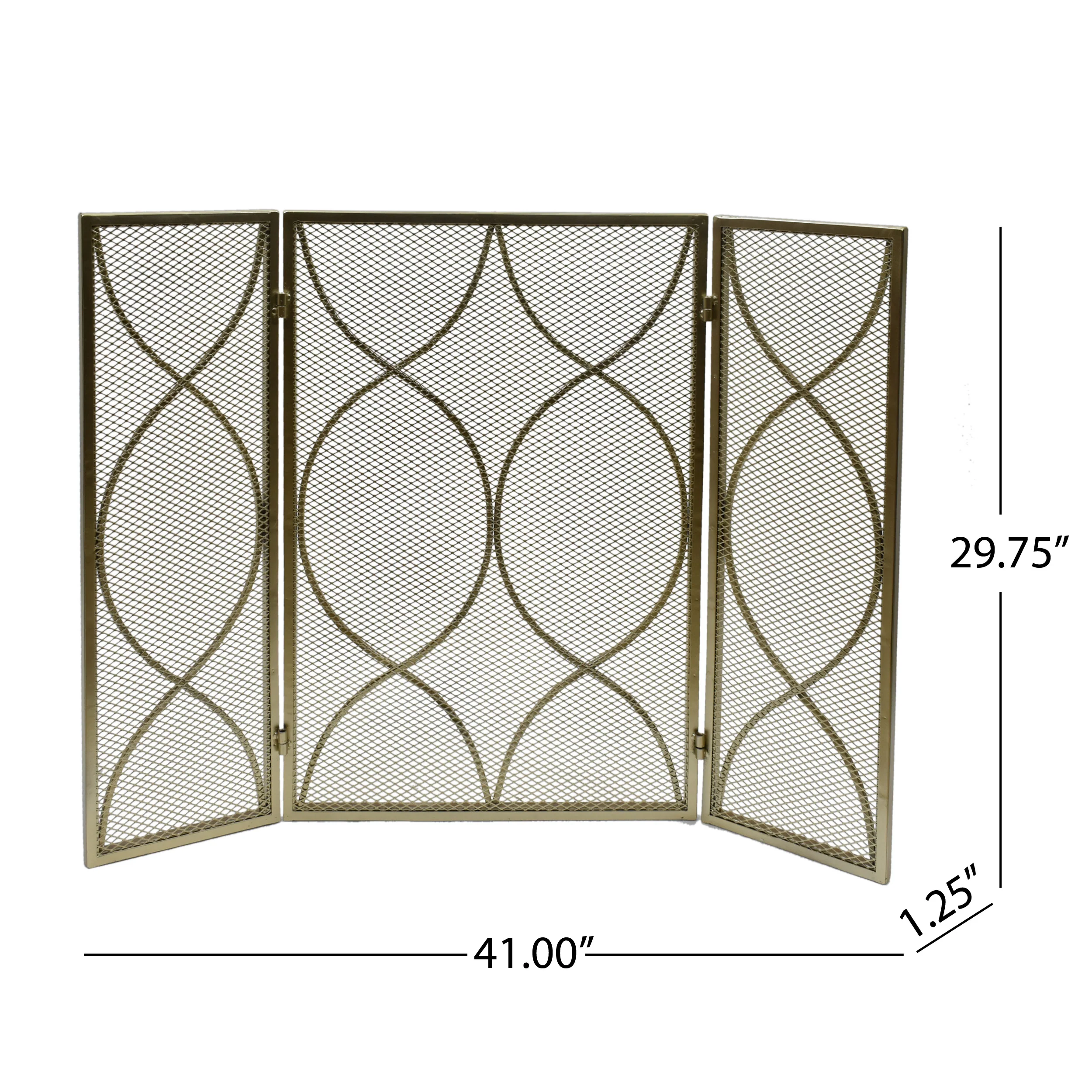Laylah Modern Three Panel Iron Firescreen - furnishings