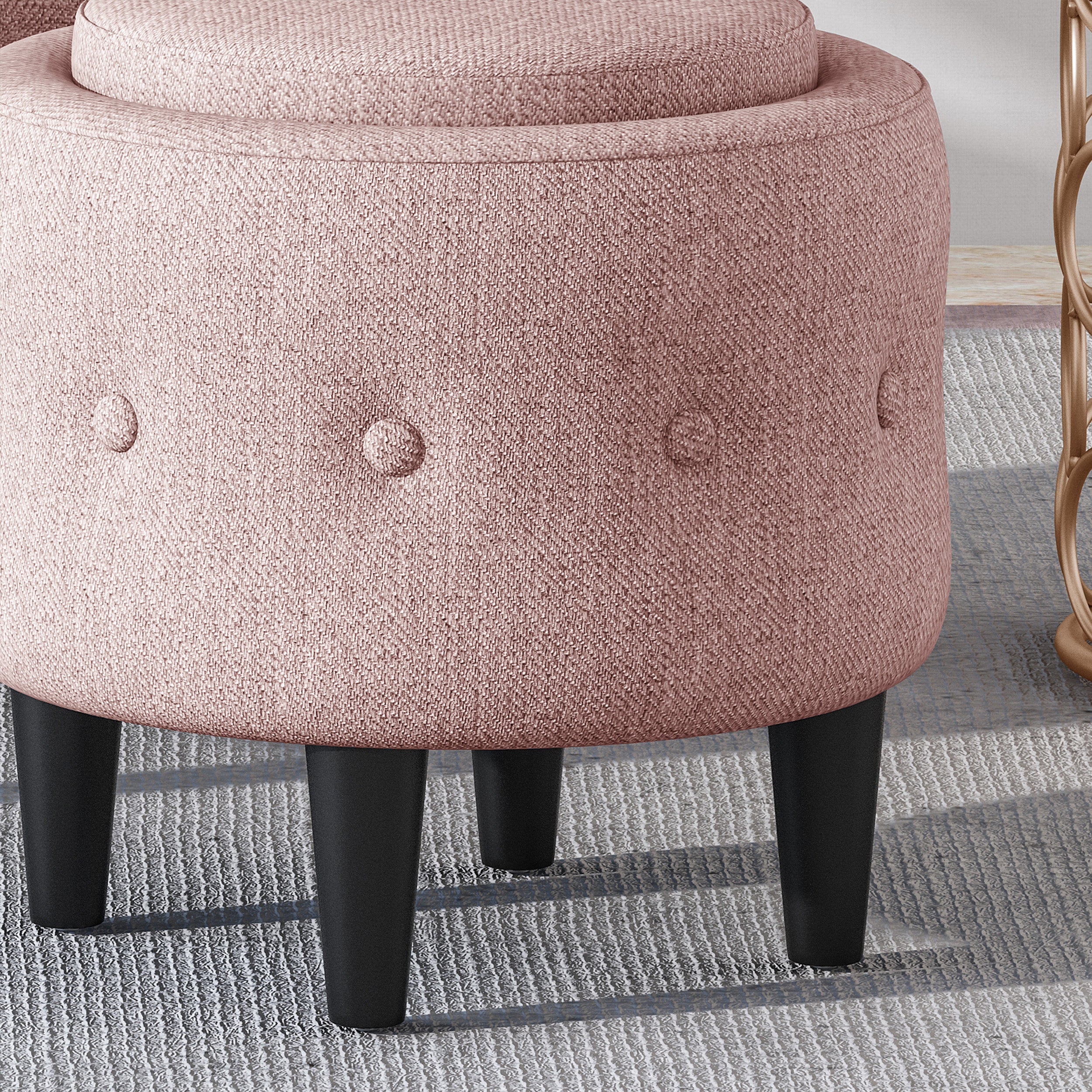 Atticus Chesterfield Style Tufted Fabric Accent Chair and Ottoman Set - furnishings