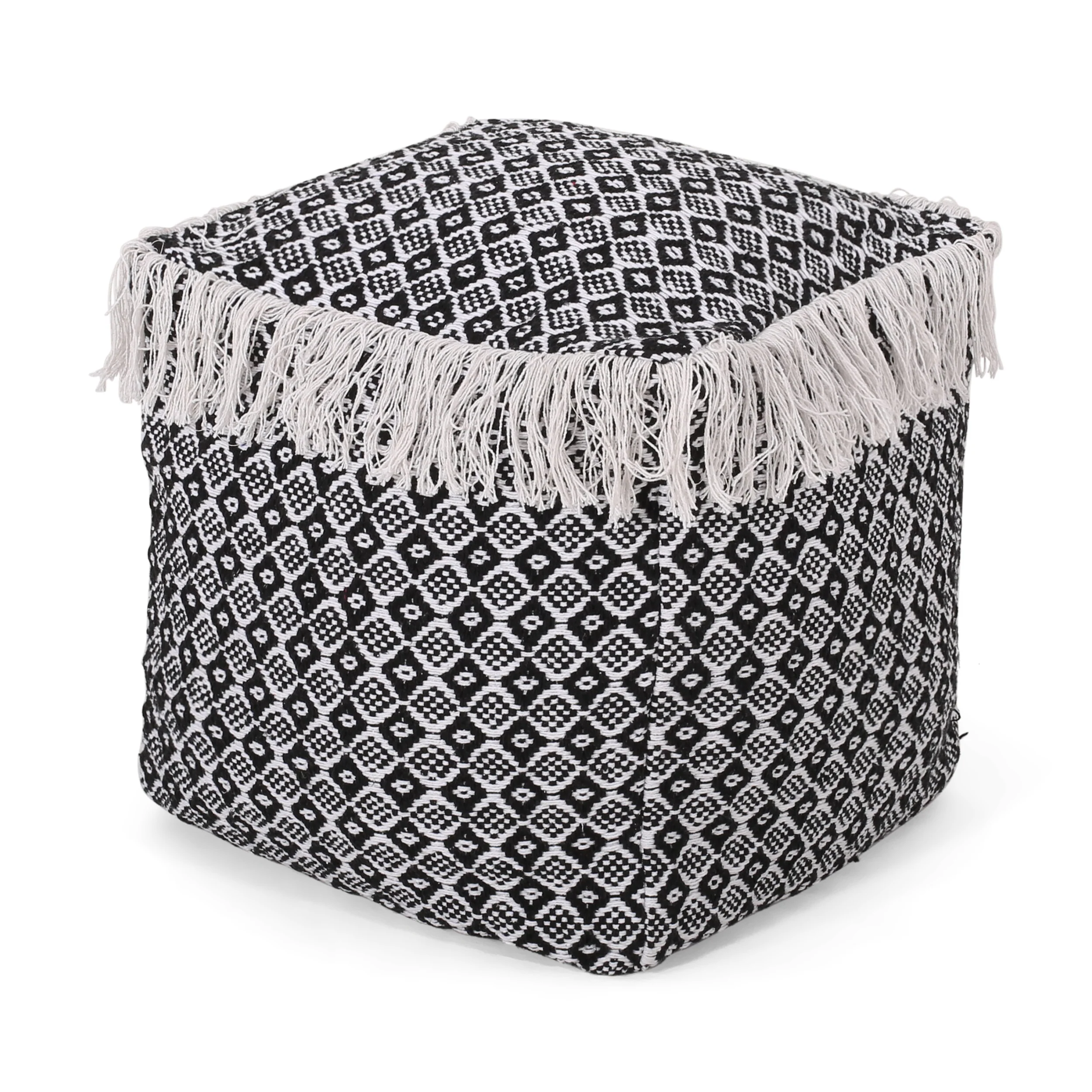 Derrin Boho Fabric Cube Pouf - furnishings