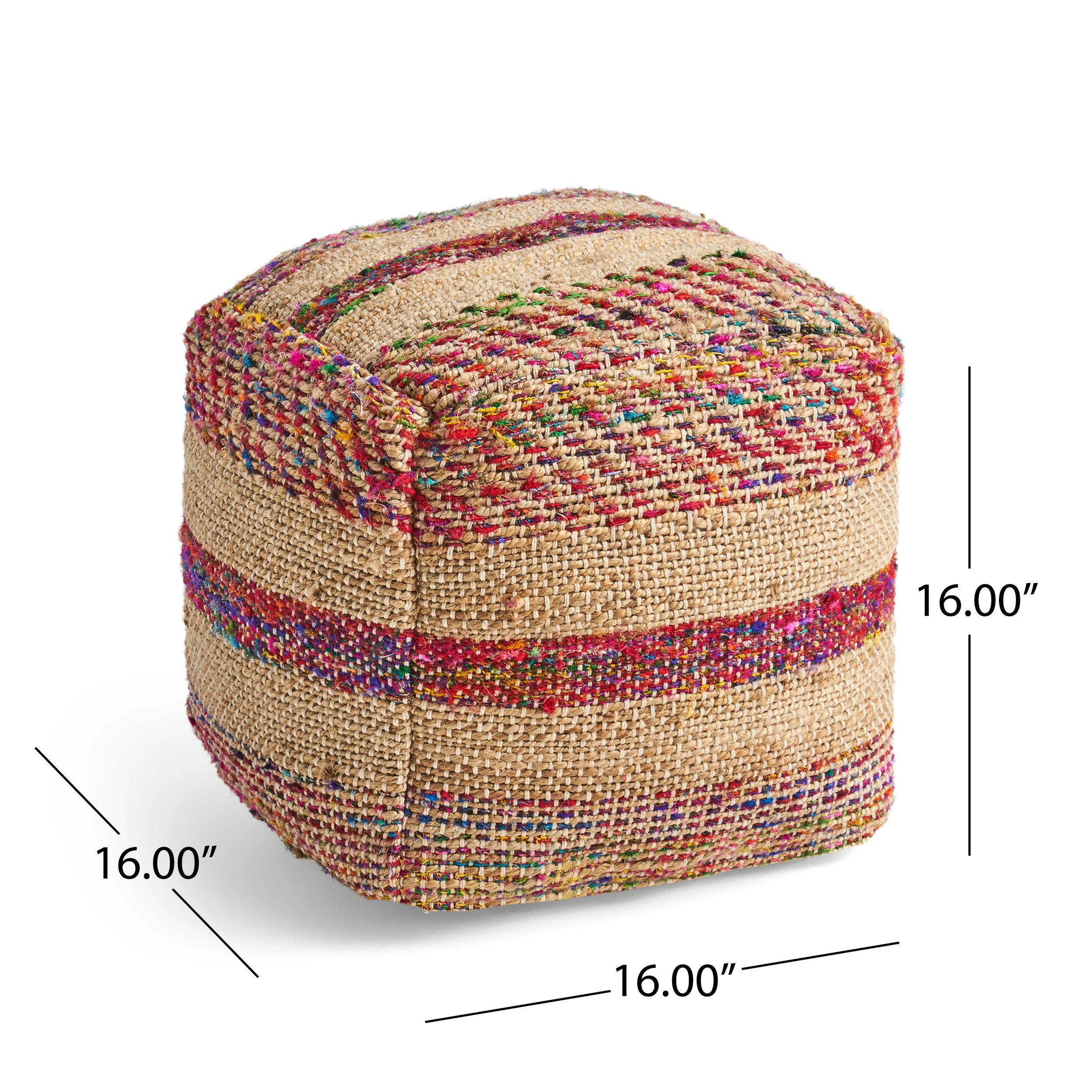 Sofija Boho Hemp Silk and Cotton Ottoman Pouf - furnishings