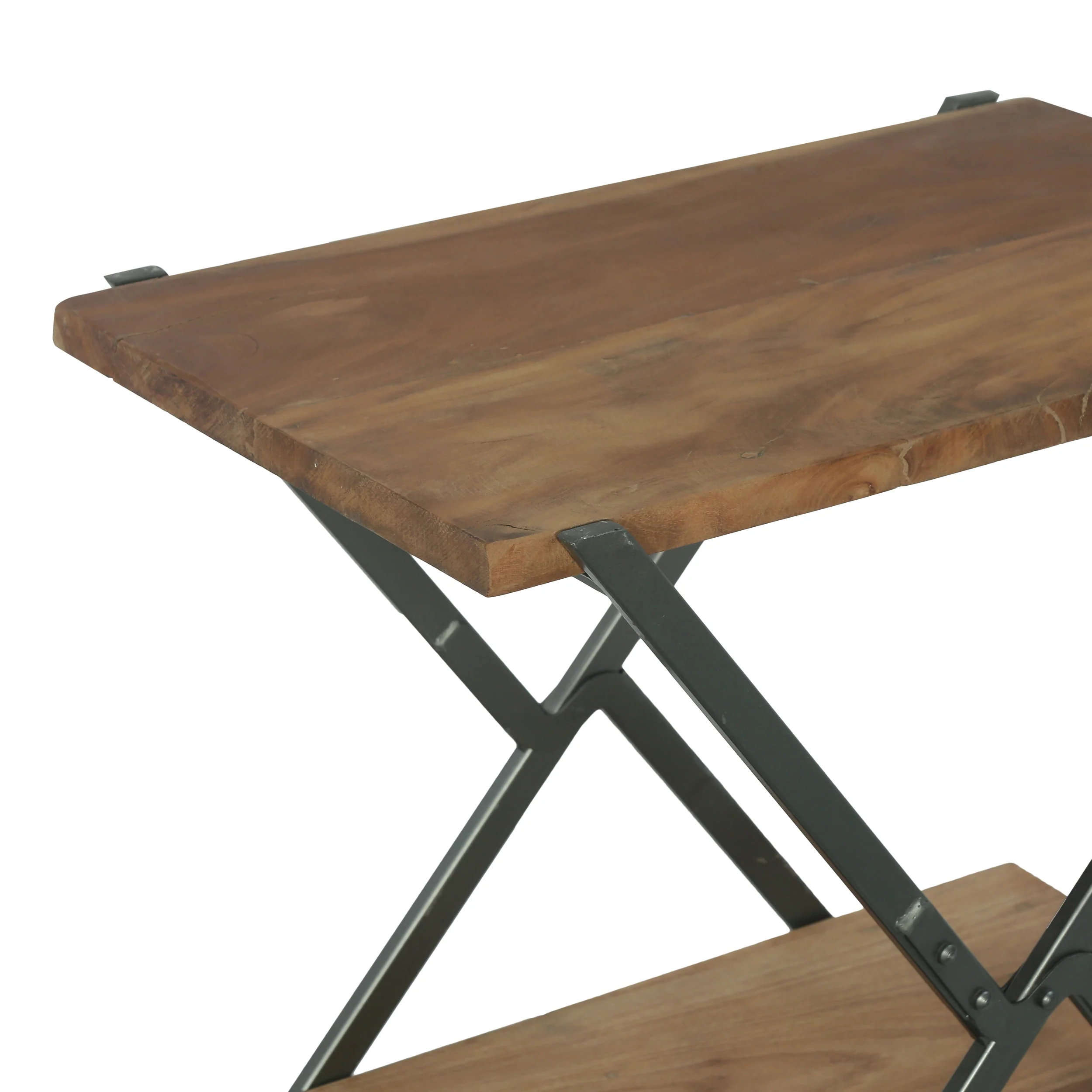 Catalopa Modern Industrial Handcrafted Wood Side Table, Light Walnut and Gray - furnishings