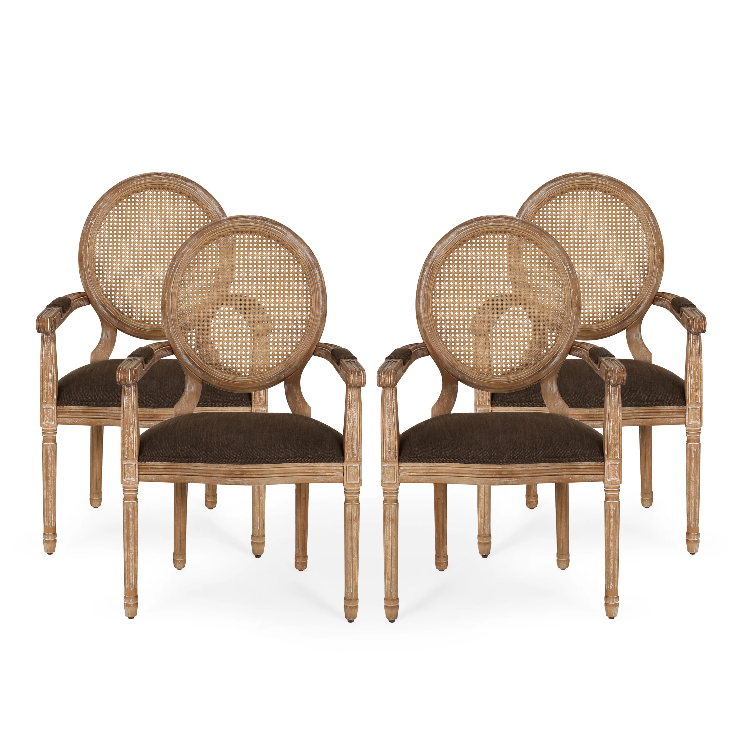 Aisenbrey French Country Wood and Cane Upholstered Dining Chair - furnishings