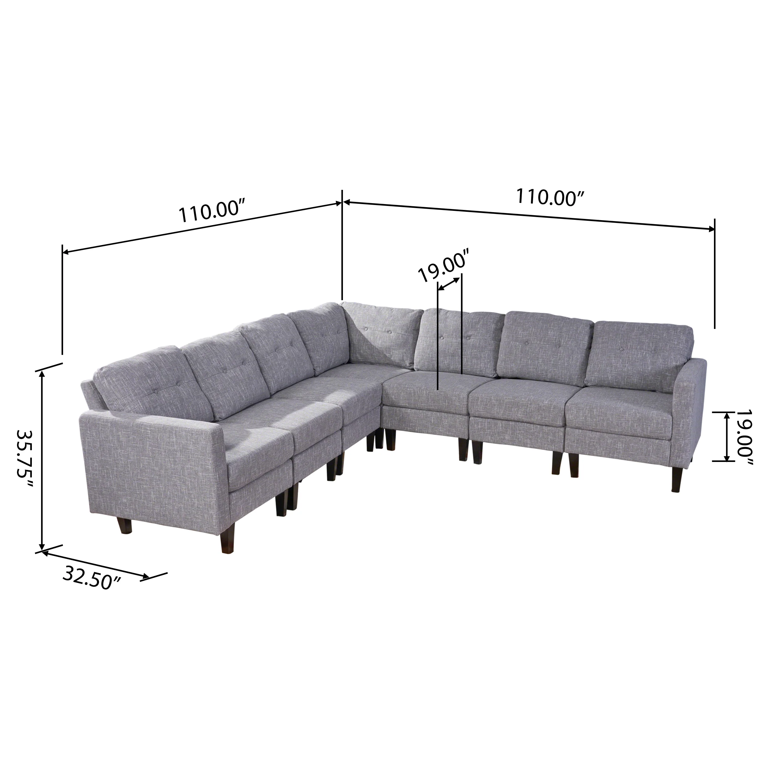 Marsh Mid Century Modern Extended Sectional Sofa Set - furnishings