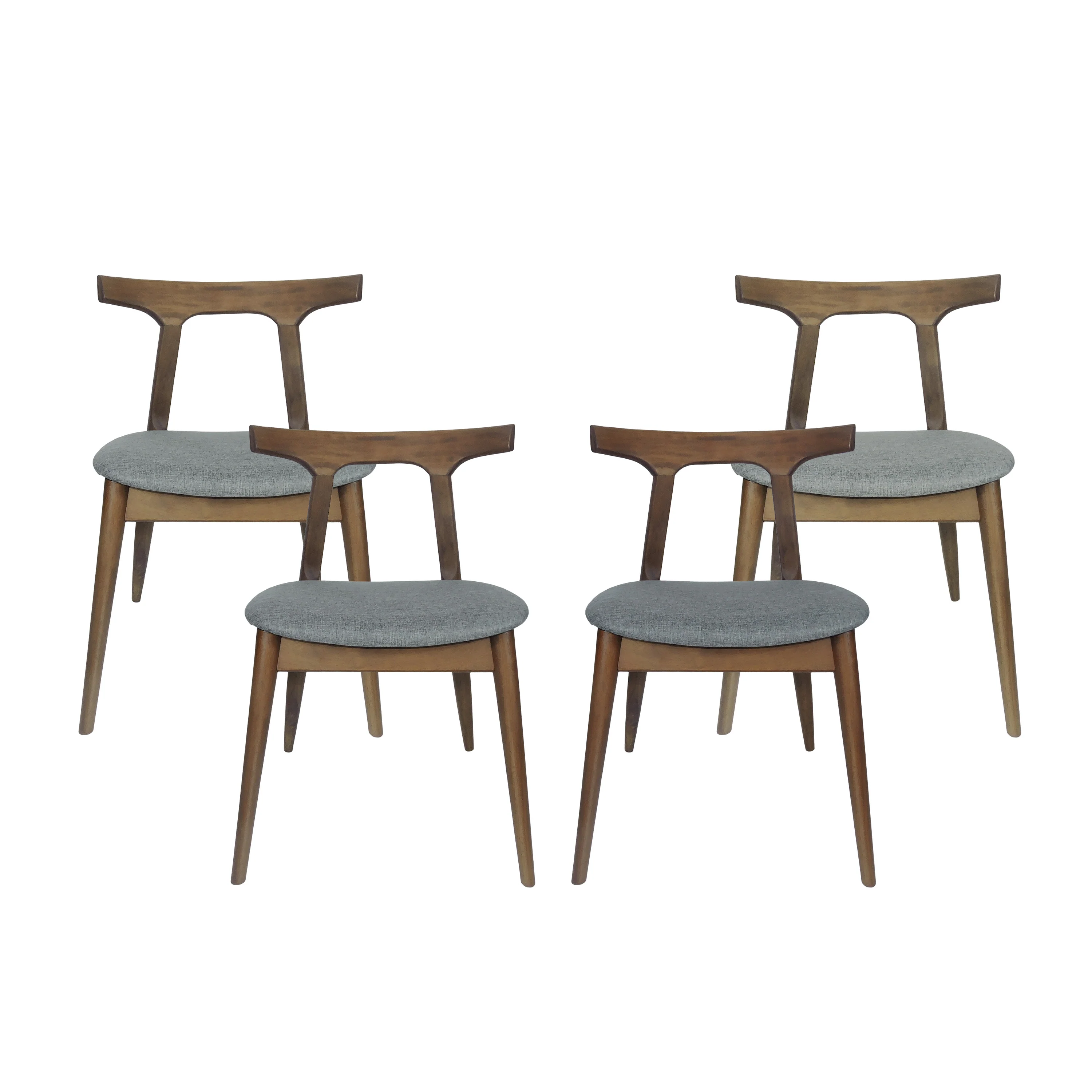 Danmore Mid Century Modern Fabric Upholstered Dining Chairs, Set of 4 - furnishings