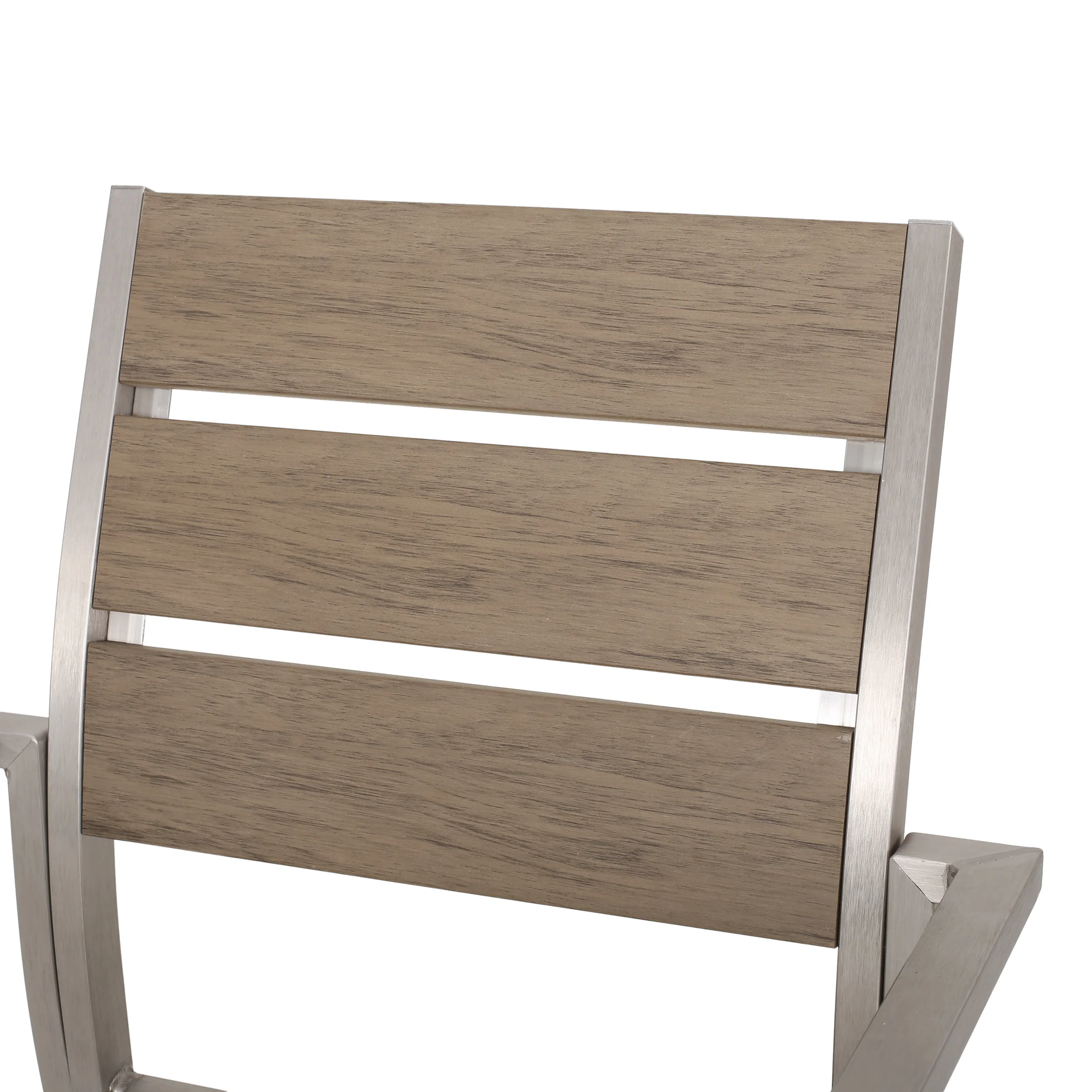 Cherie Outdoor Modern Aluminum 6 Seater Dining Set with Faux Wood Seats - furnishings
