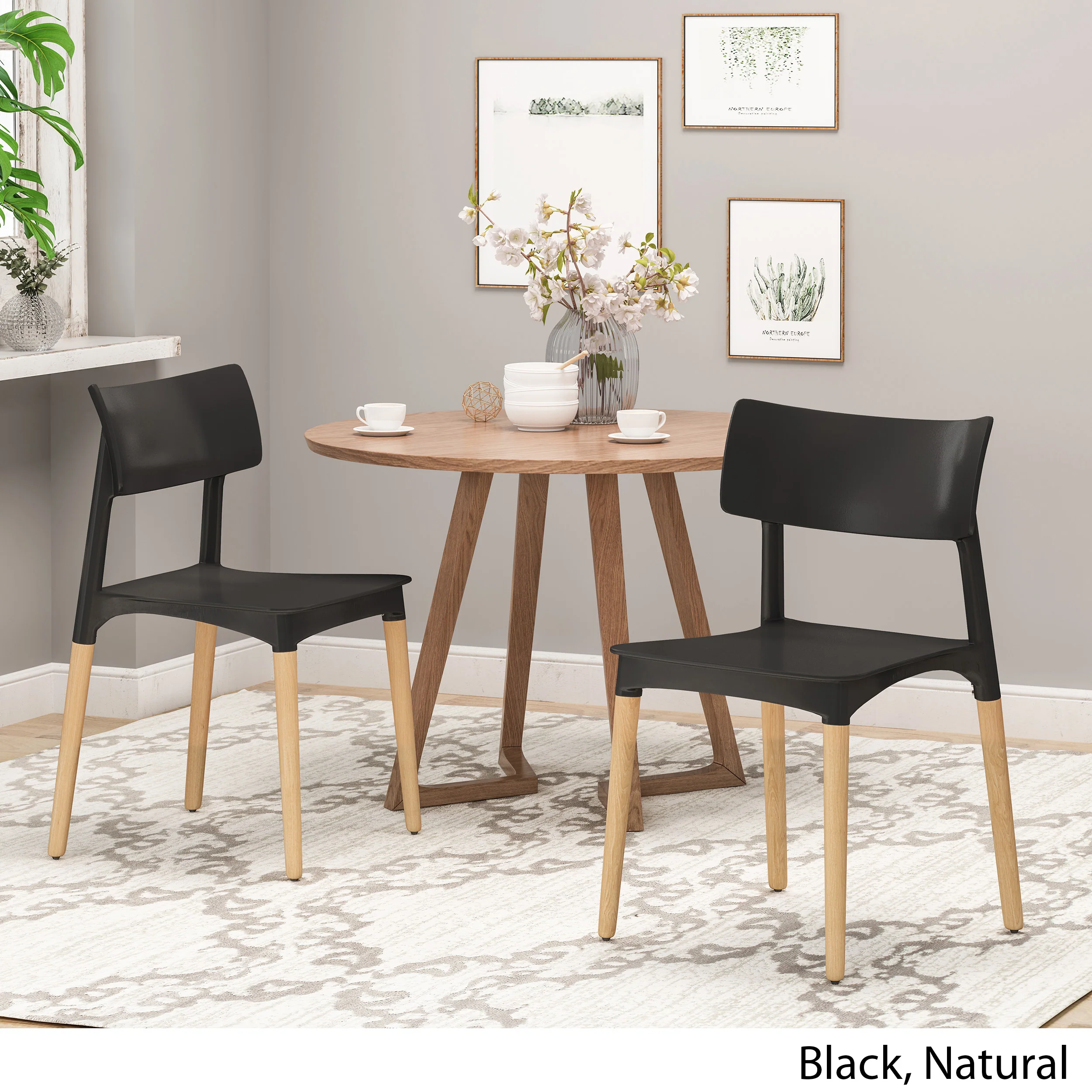 Isabel Modern Dining Chair with Beech Wood Legs (Set of 2) - furnishings